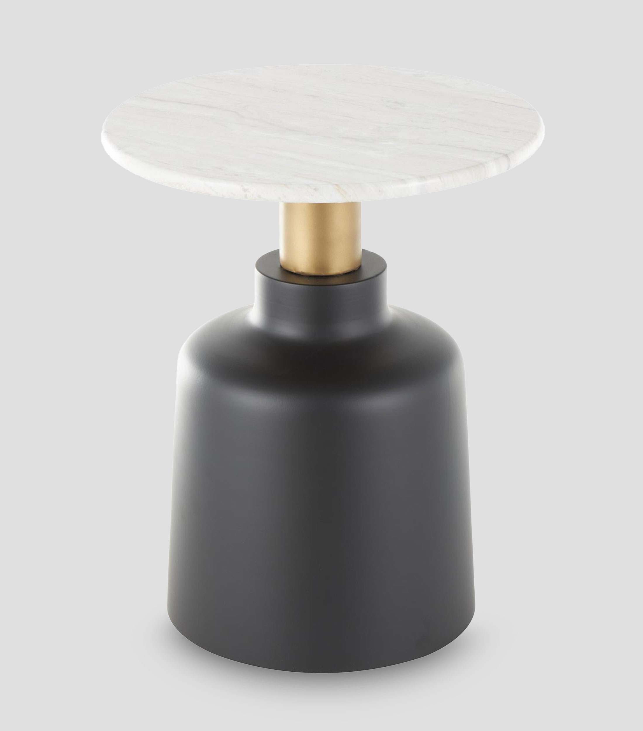 Mesa auxiliar en metal y mármol sintético negro con blanco