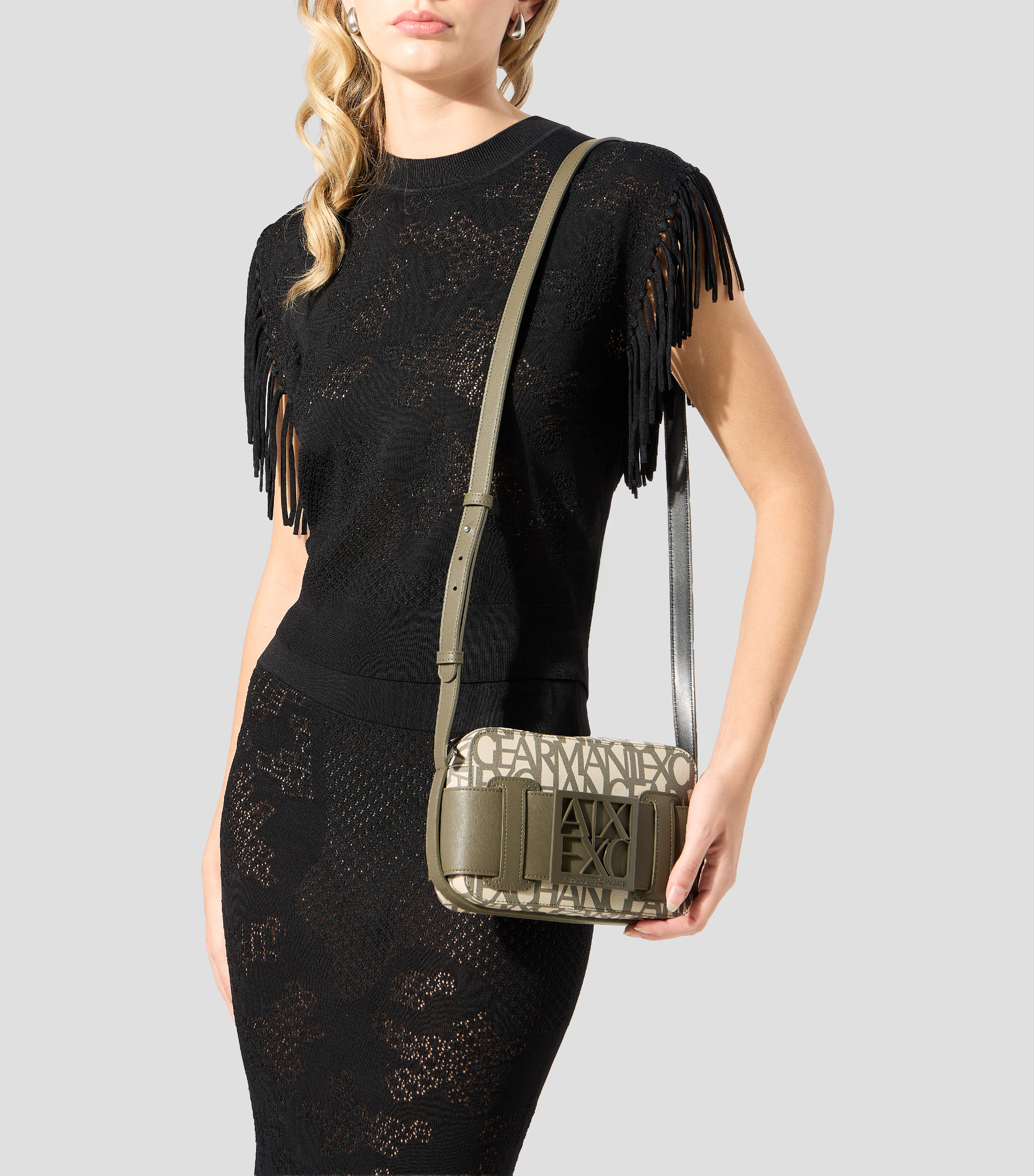Bolsa crossbody verde monogram estampado Mujer