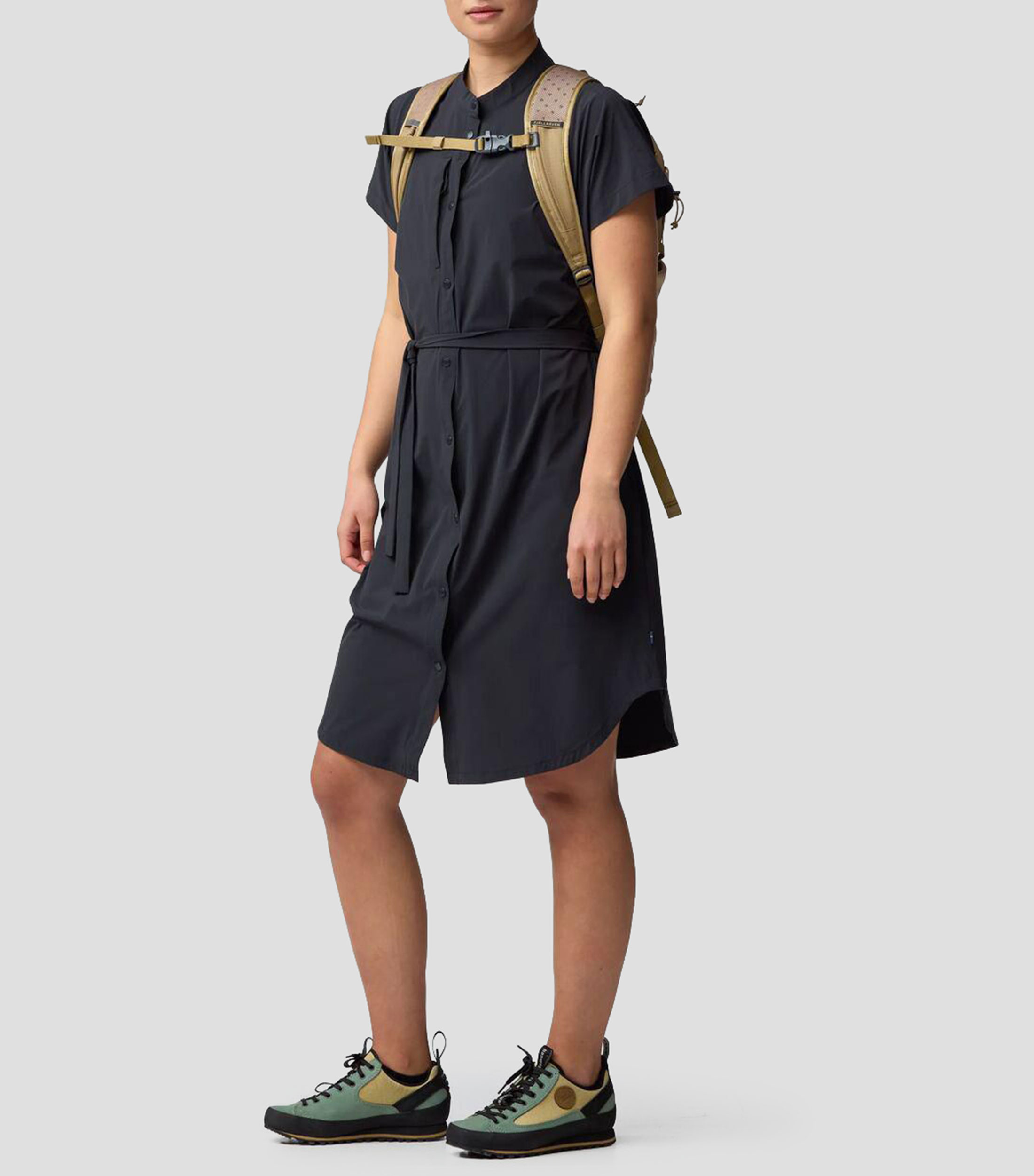 Vestido midi liso Mujer