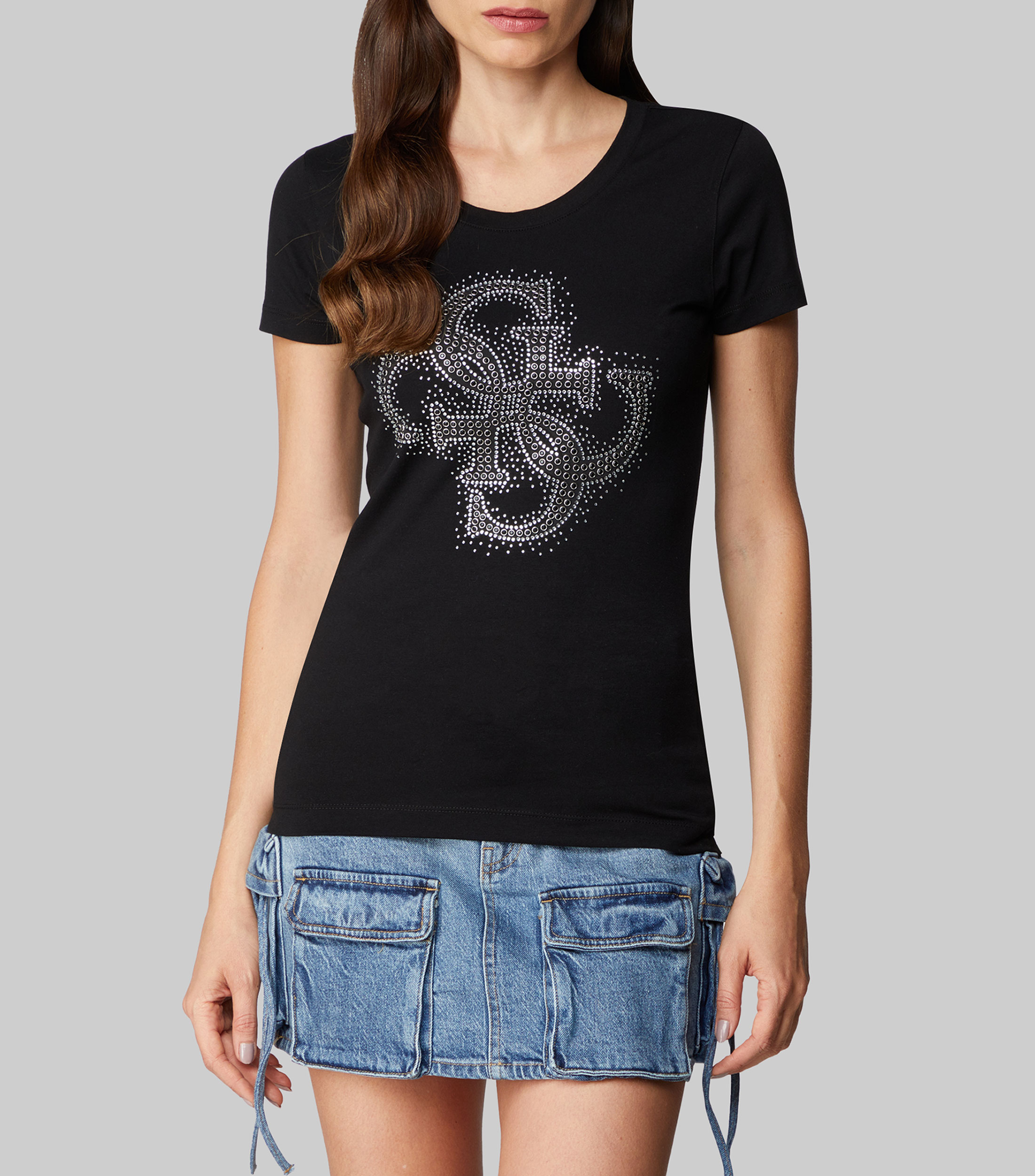 Camiseta, Rayas De Pedrería, Cuello Redondo, Media Manga, Turquesa Claro | Ulla Popken