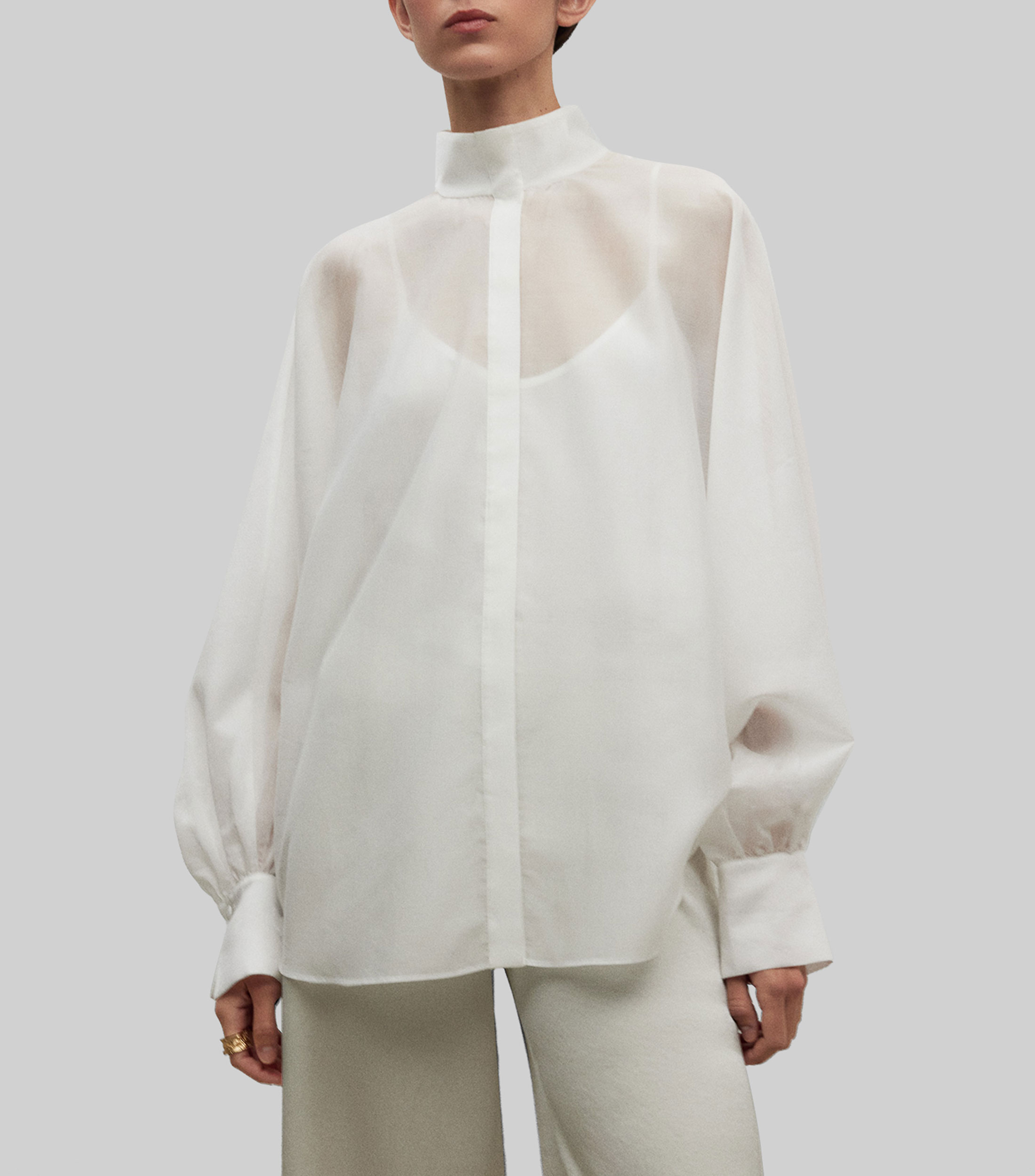 Camisa lisa de manga larga Mujer