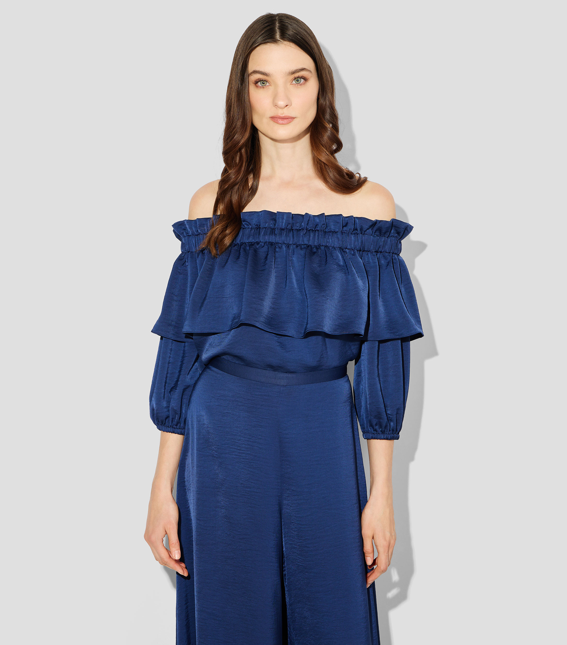 Blusa lisa con manga corta Mujer