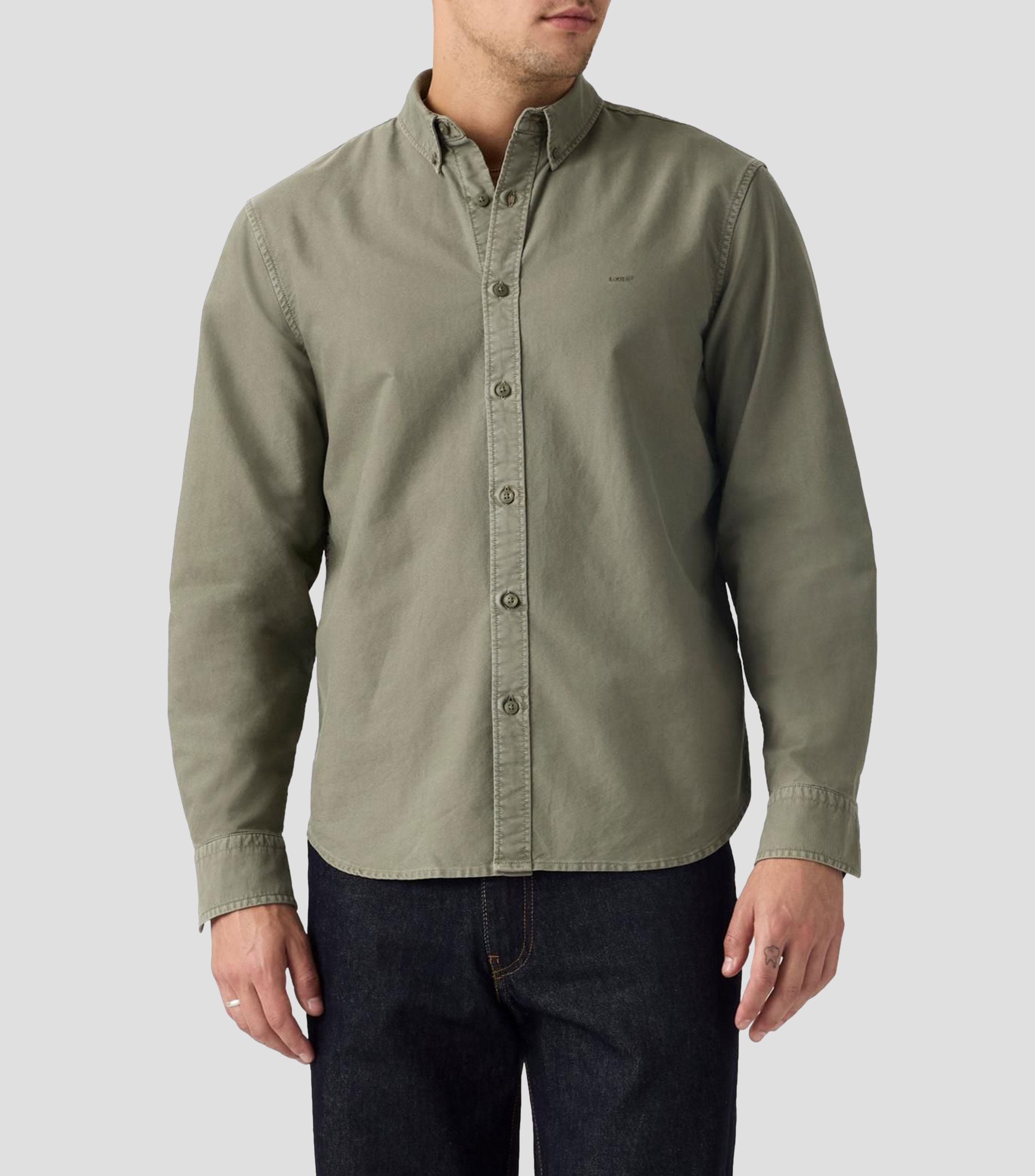 Camisa lisa manga larga Hombre
