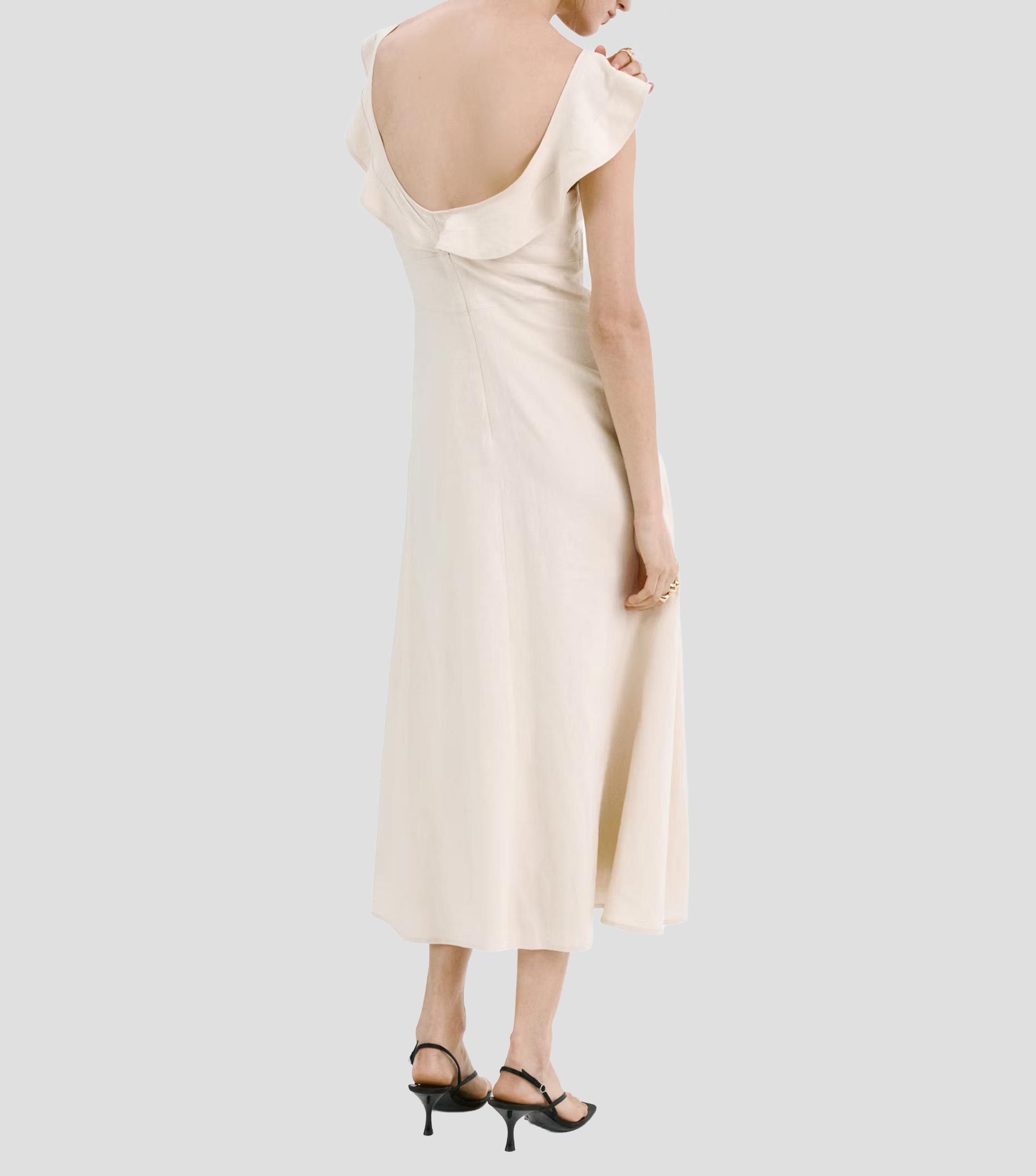 Vestido midi liso Mujer