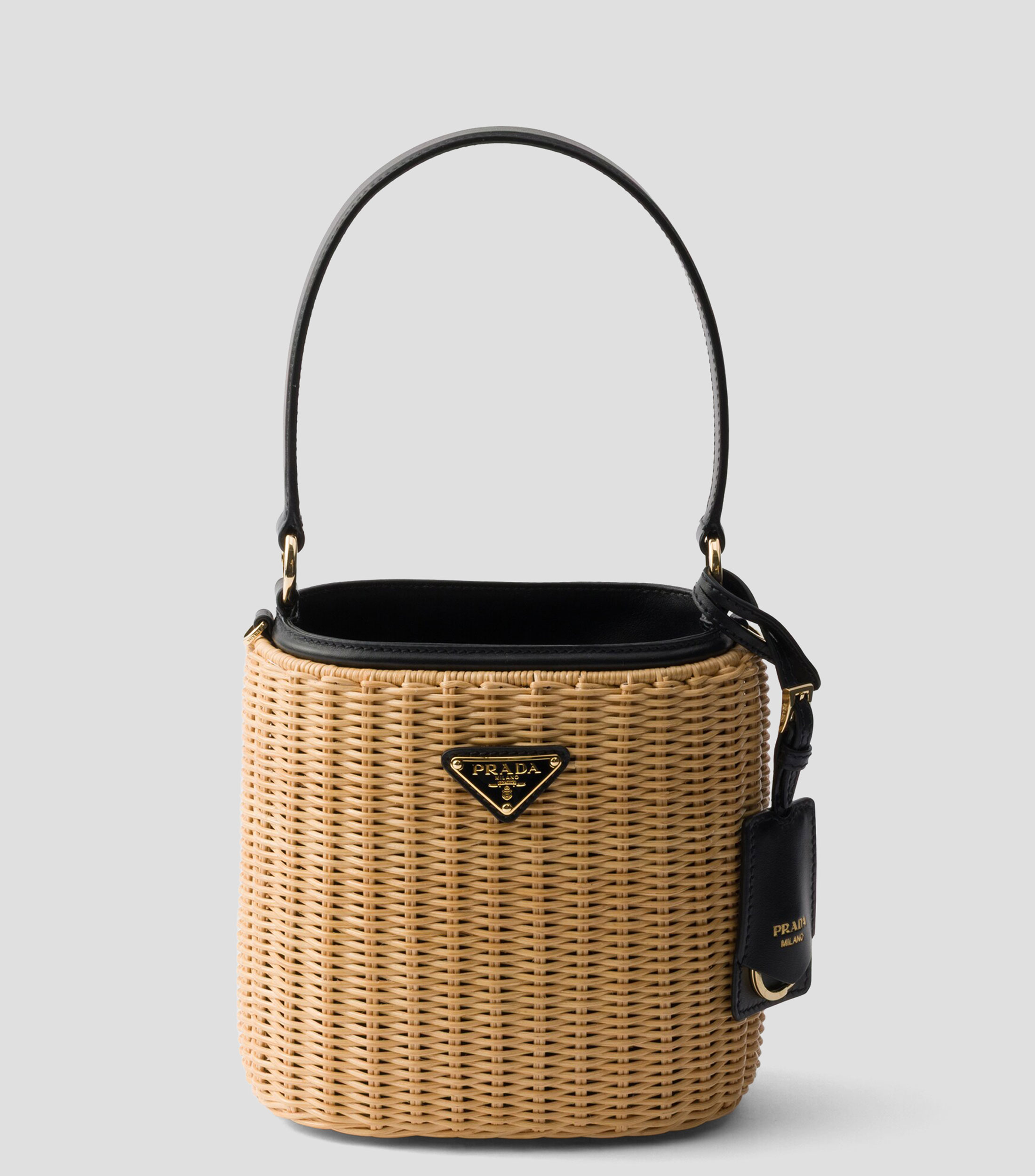 Bolsa de saco de mimbre y piel Mujer