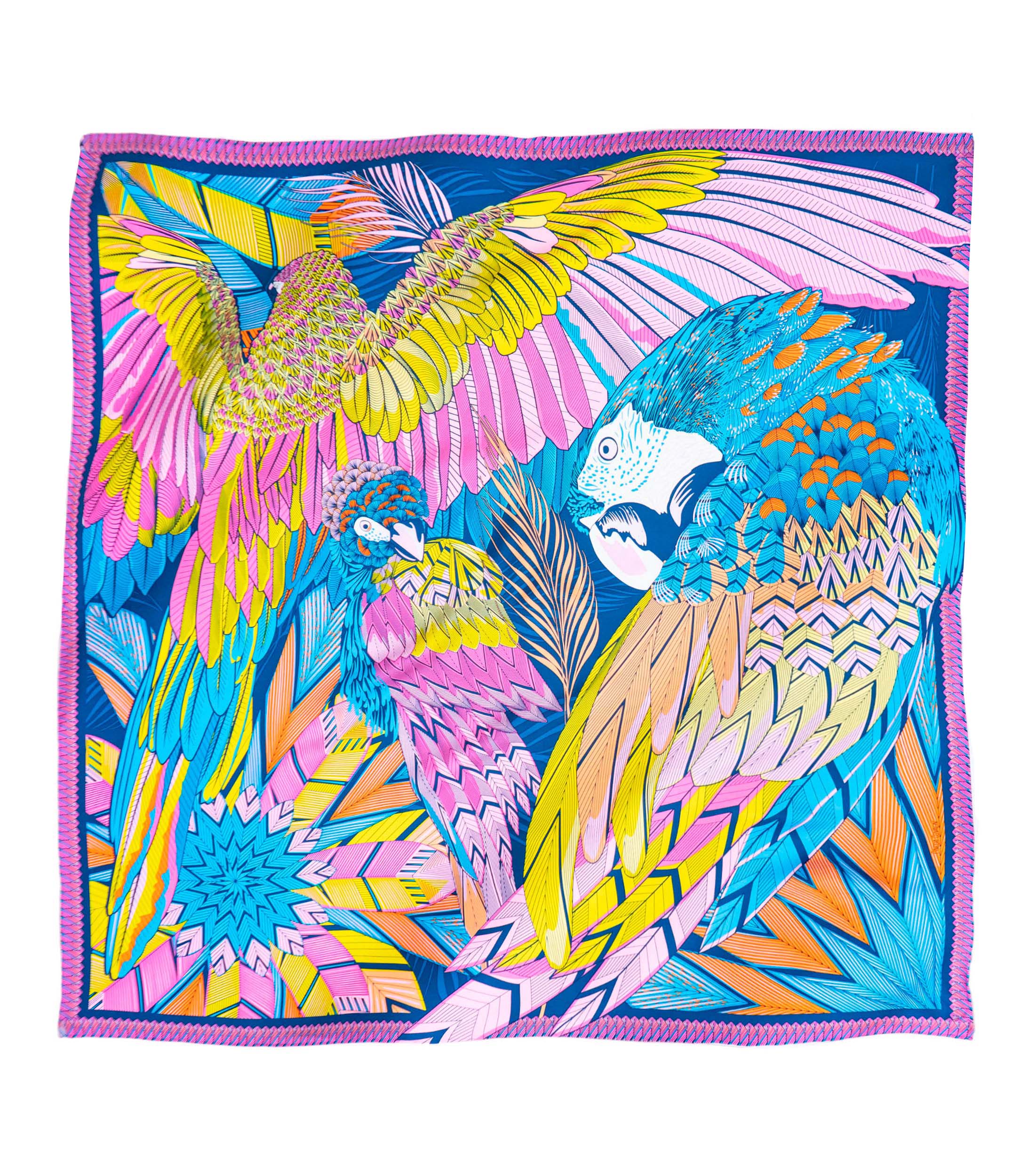 Mascada de seda con guacamaya Mujer