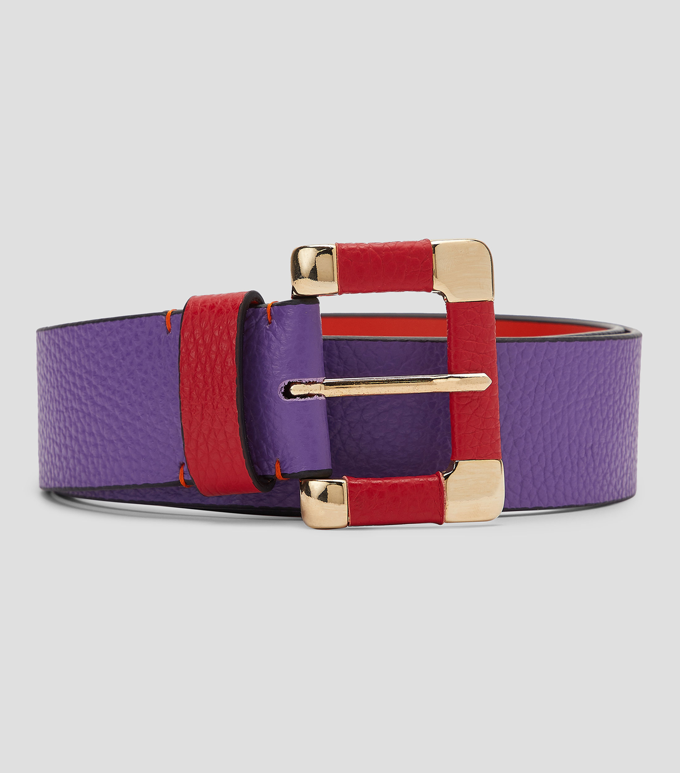 Baltei Studio Belt in Purple Leather Red Buckle Royal Purple Belt main image 3