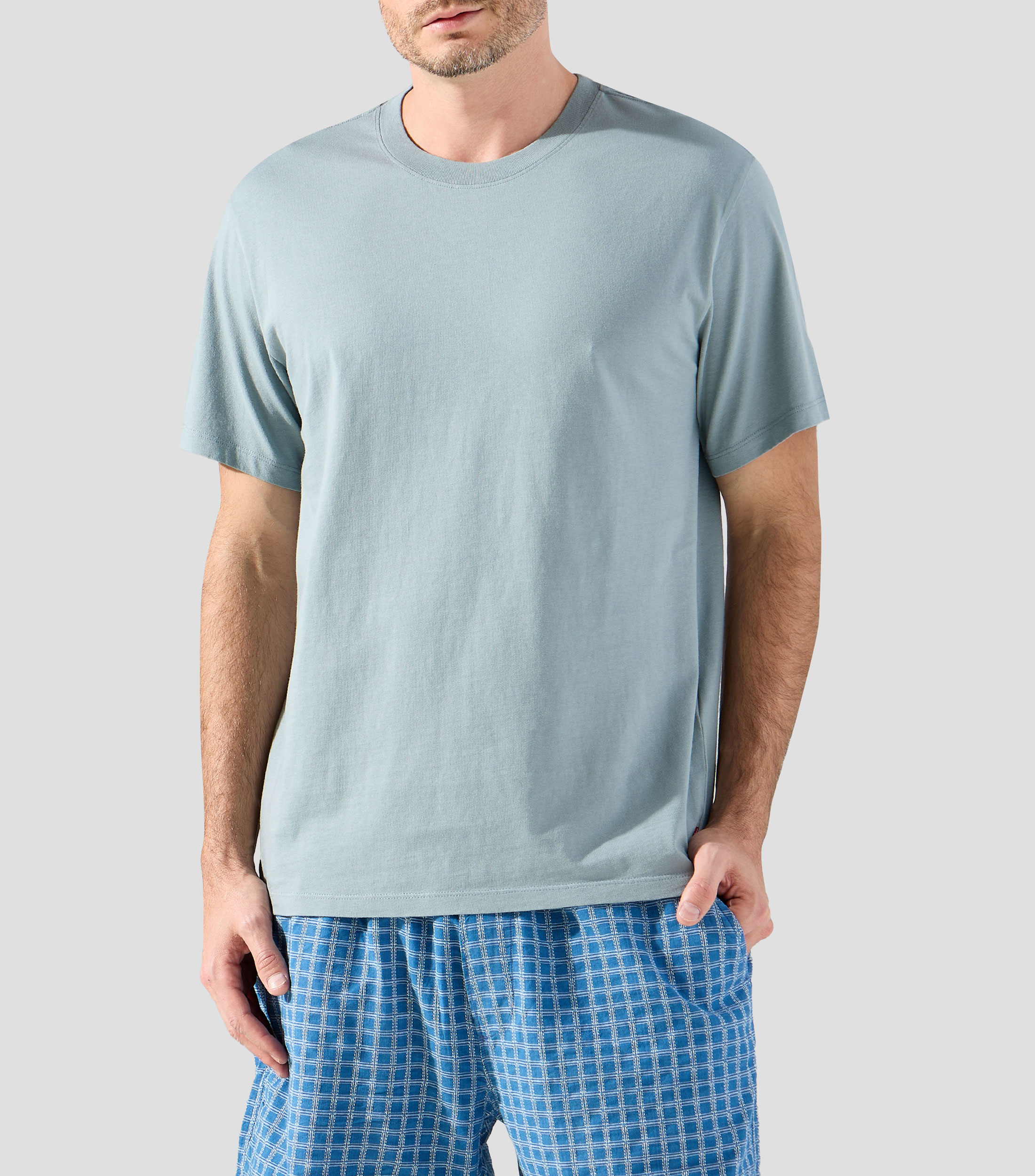 Playera cuello redondo manga corta lisa Hombre