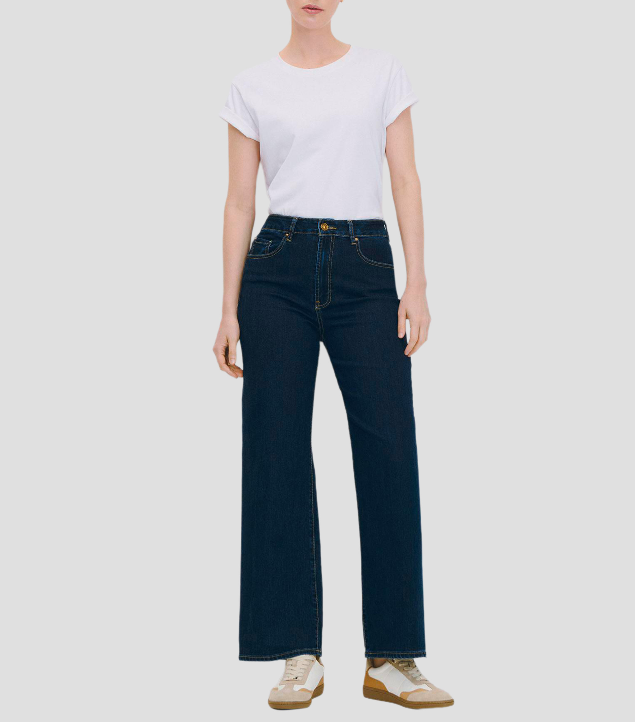 Jeans Wide Leg Tiro Alto Índigo