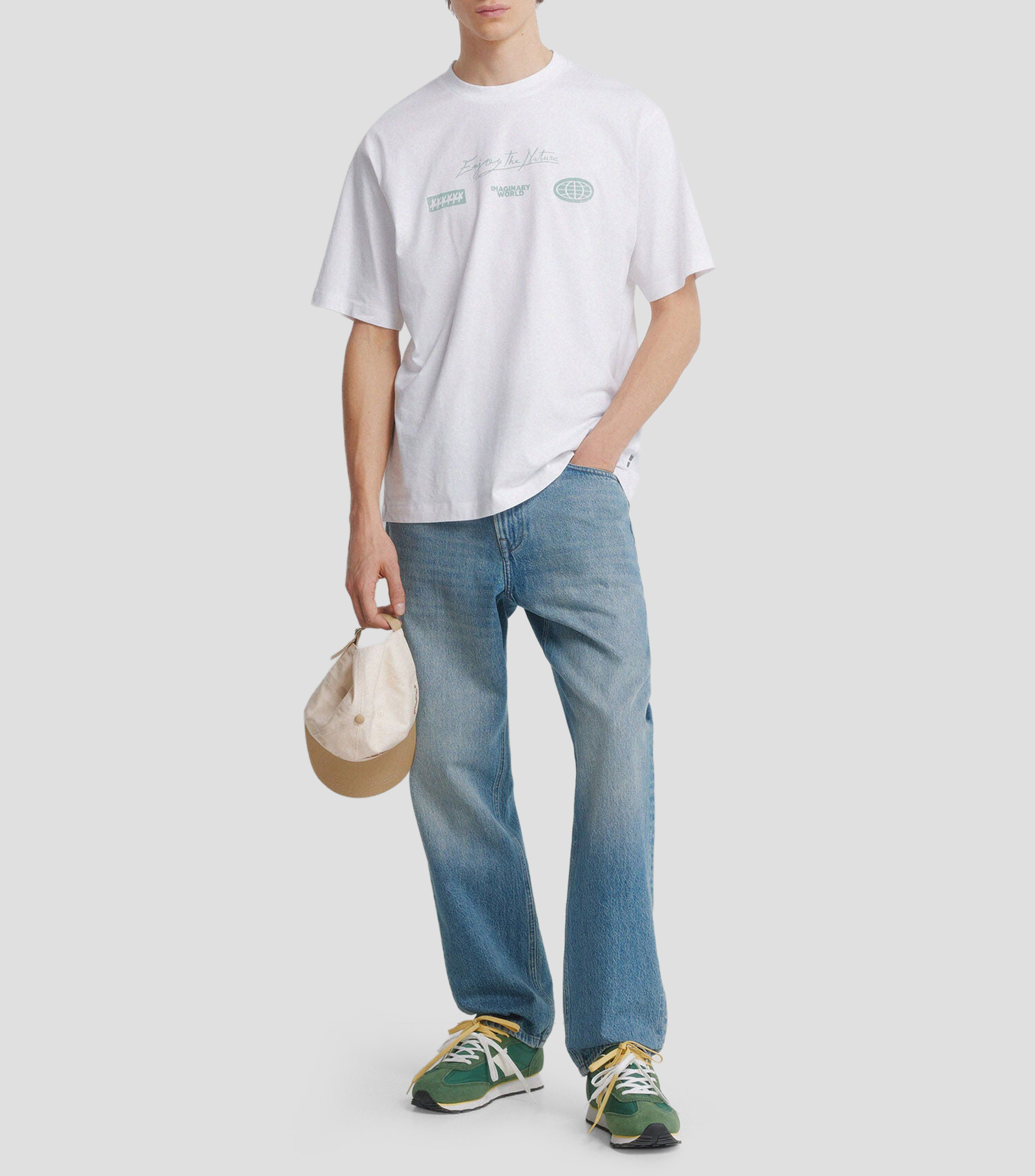 Playera cuello redondo manga corta con estampado Hombre