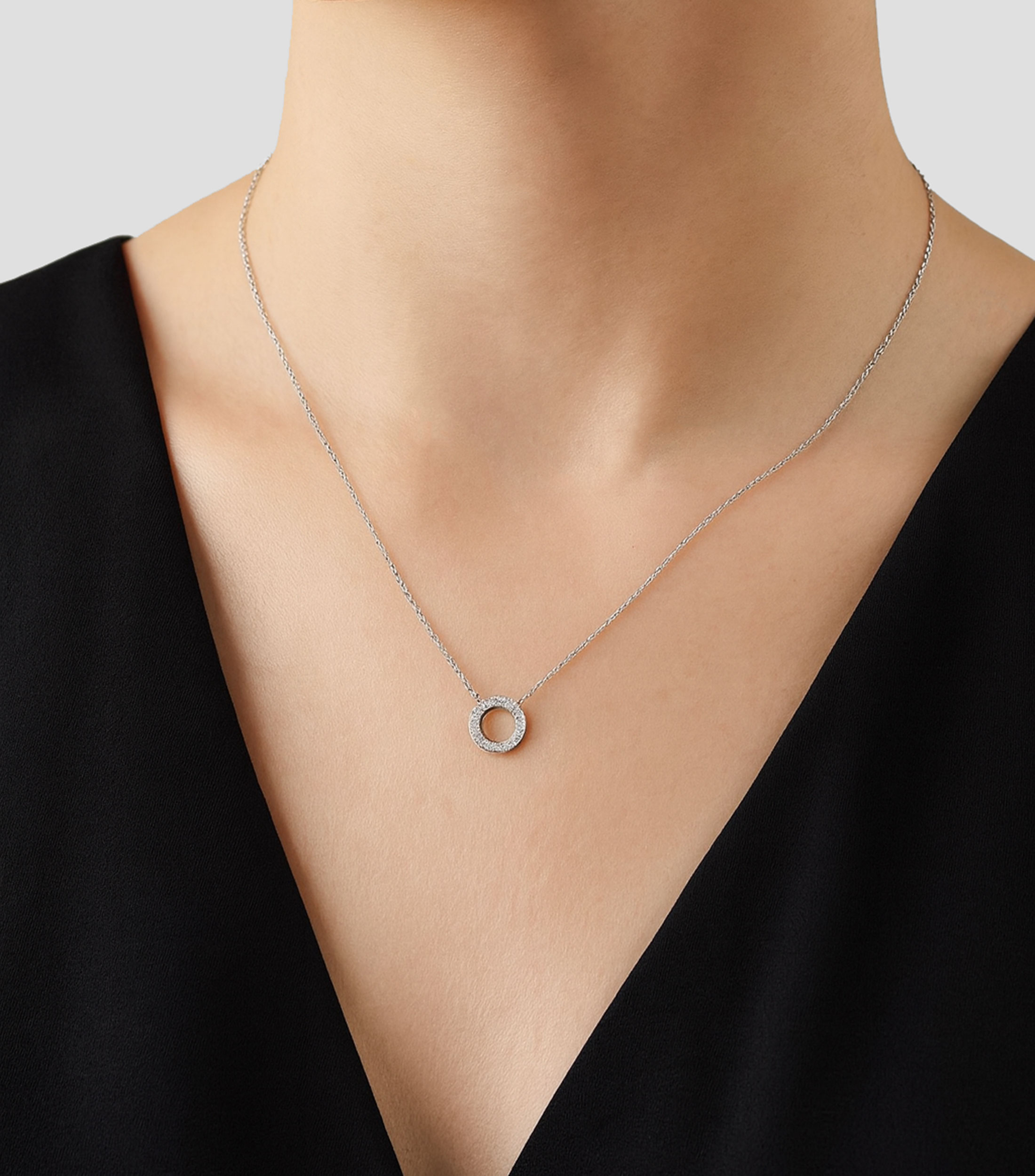 Collar quotOquot en Oro blanco de 18 kilates con diamantes Love Letter Mujer