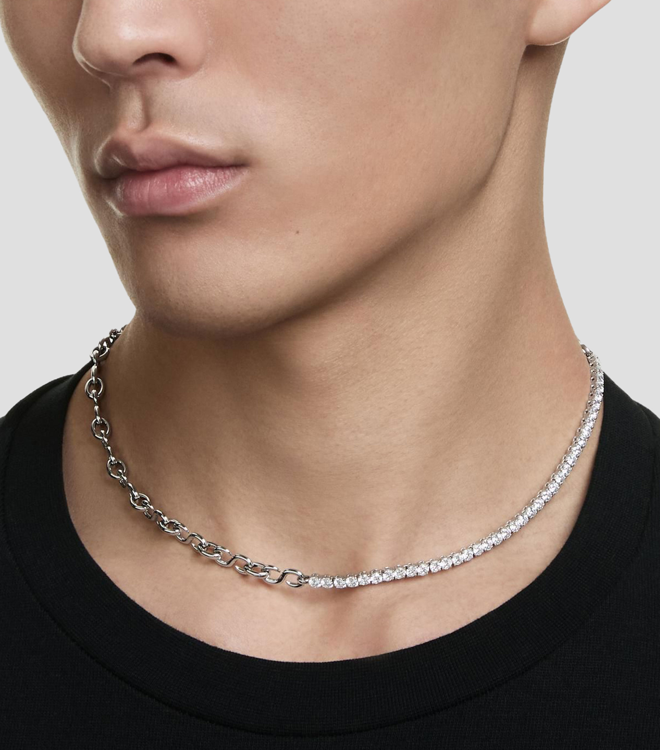 Collar de eslabón en S con cristales Matrix Mujer