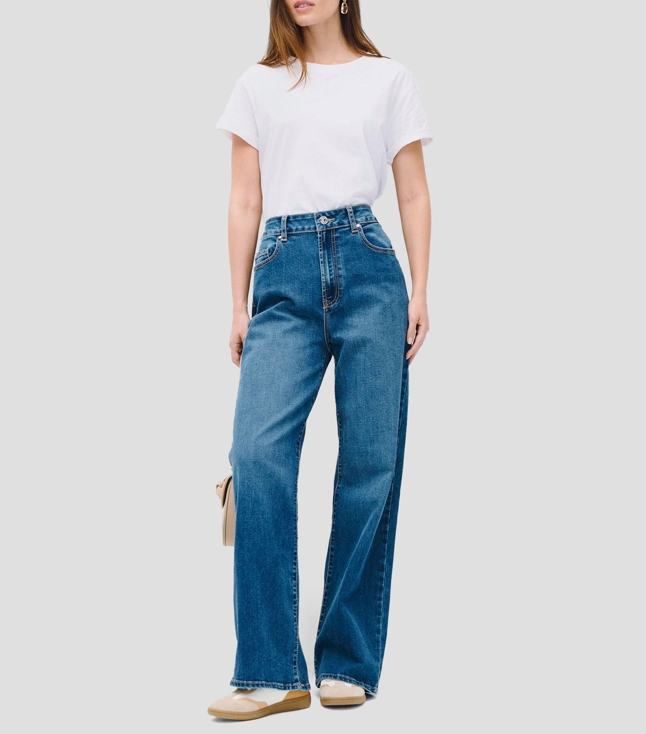 Jeans Wide Leg Tiro Alto Mujer