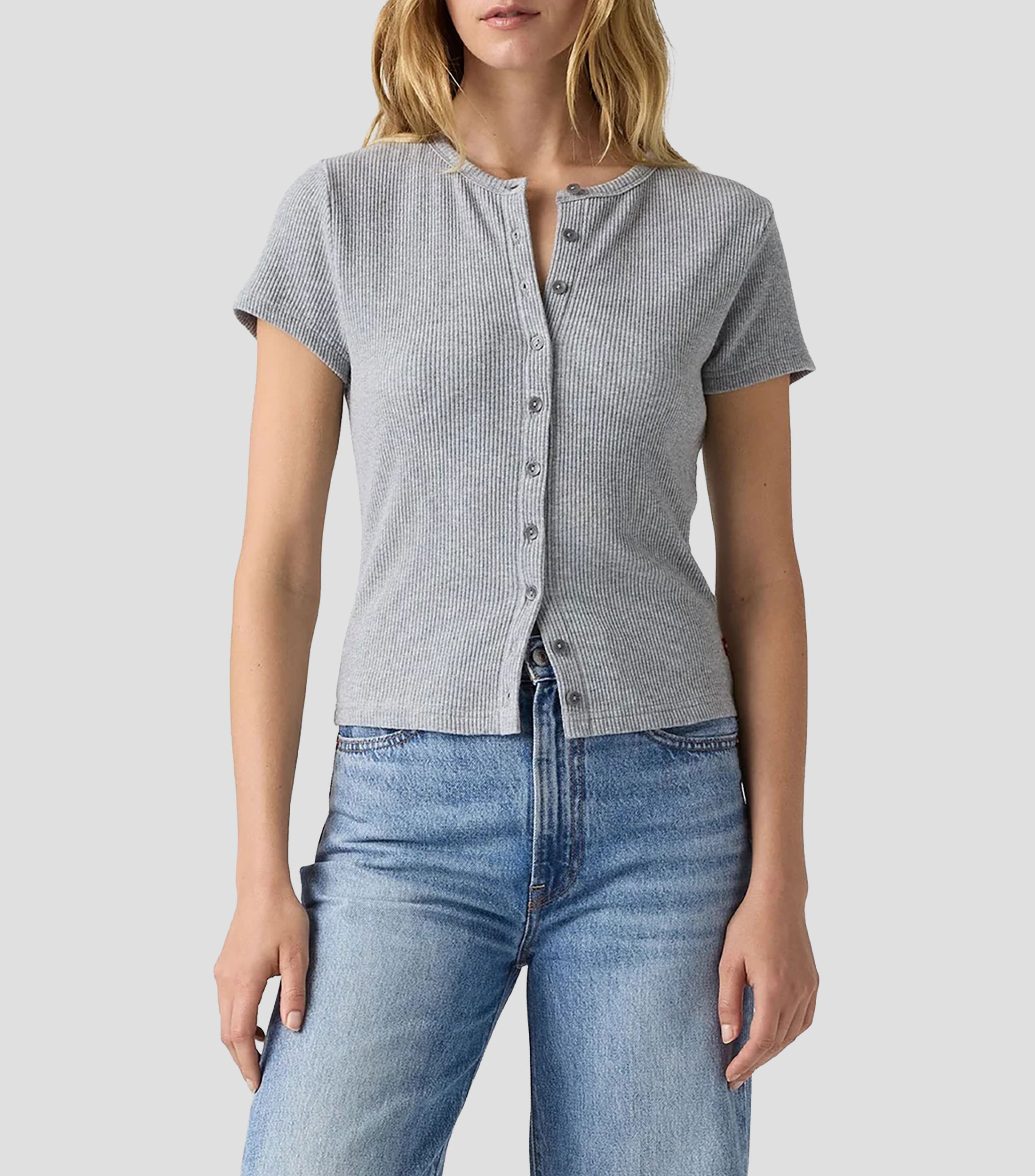 Playera cuello redondo manga corta jaspeada Mujer