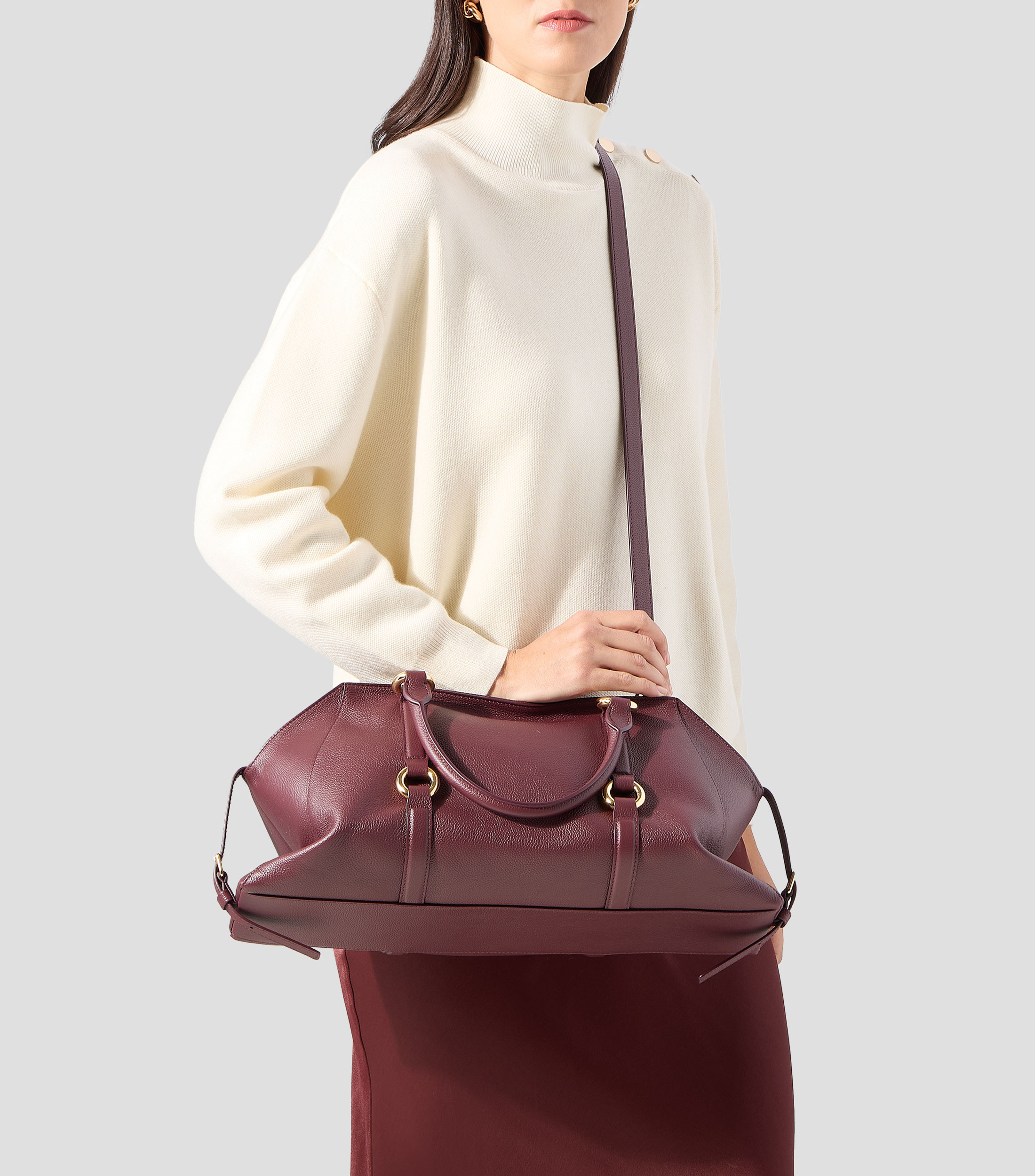 Bolsa satchel en piel vacuna Farringdon Medium granulada Mujer