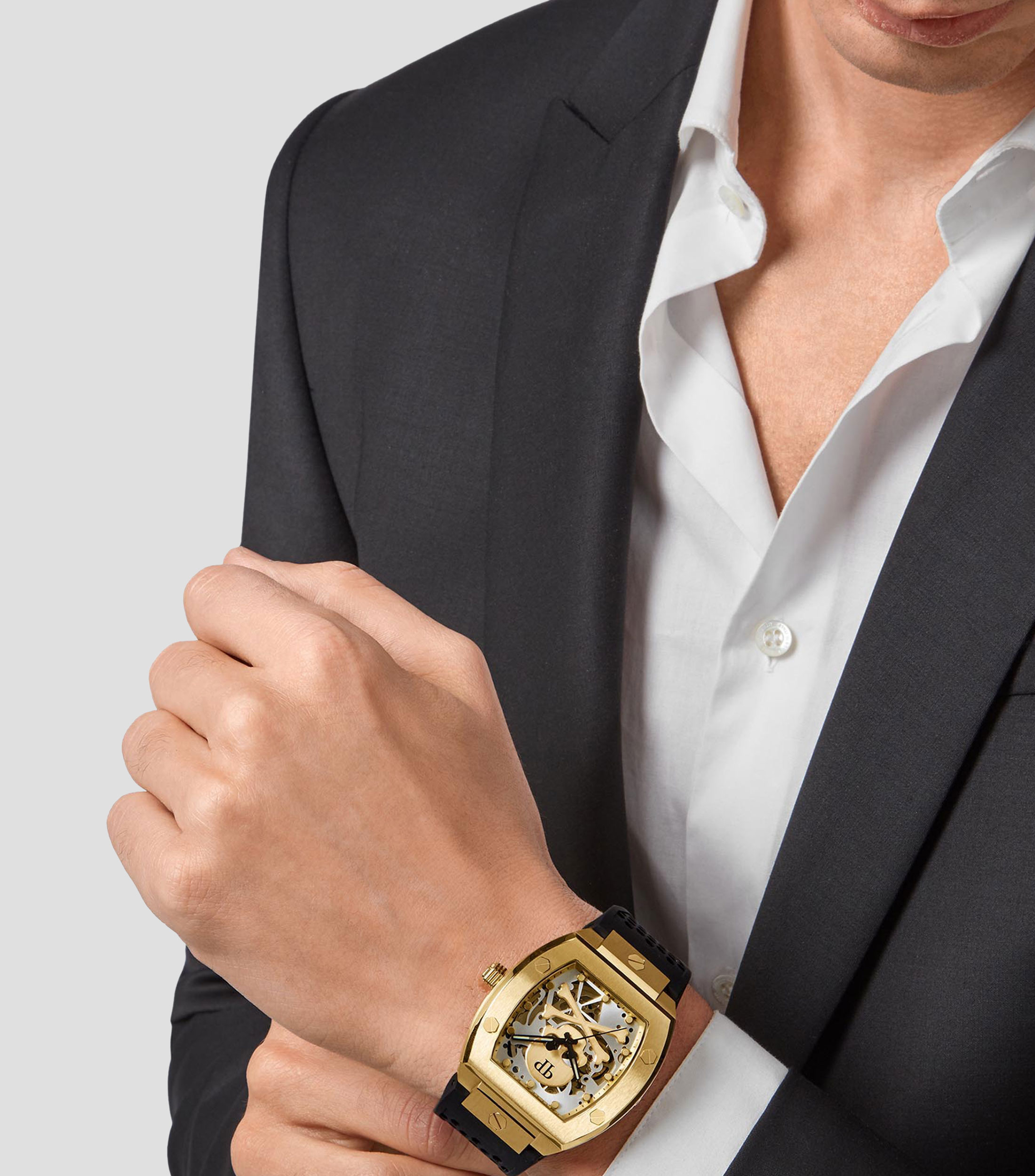 Reloj para hombre The Skeleton de vestir Craneo Dorado