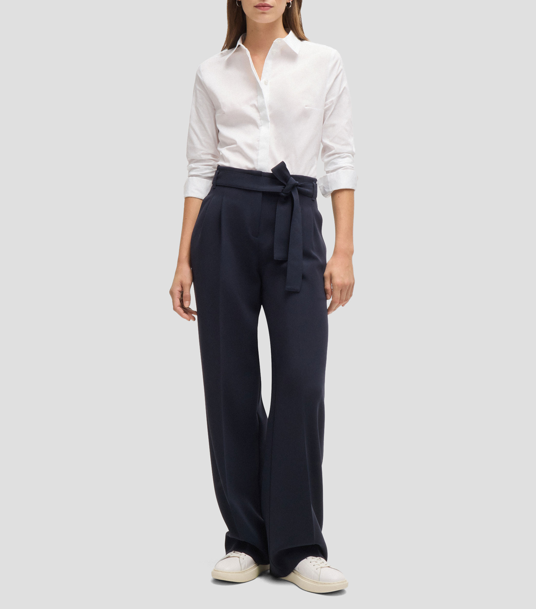 Blusa slim en popelin de algodon Mujer