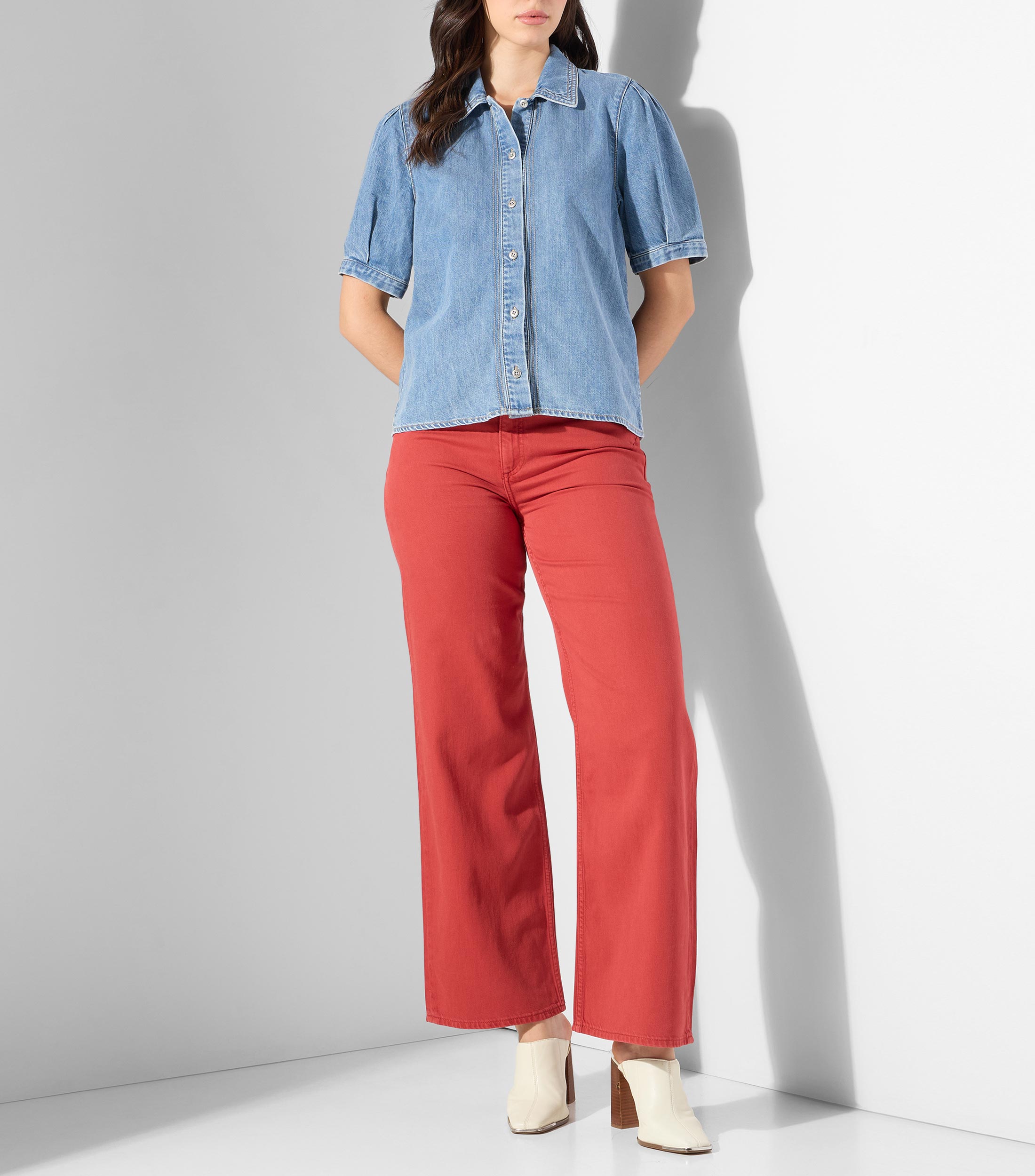 Camisa lisa manga corta Mujer