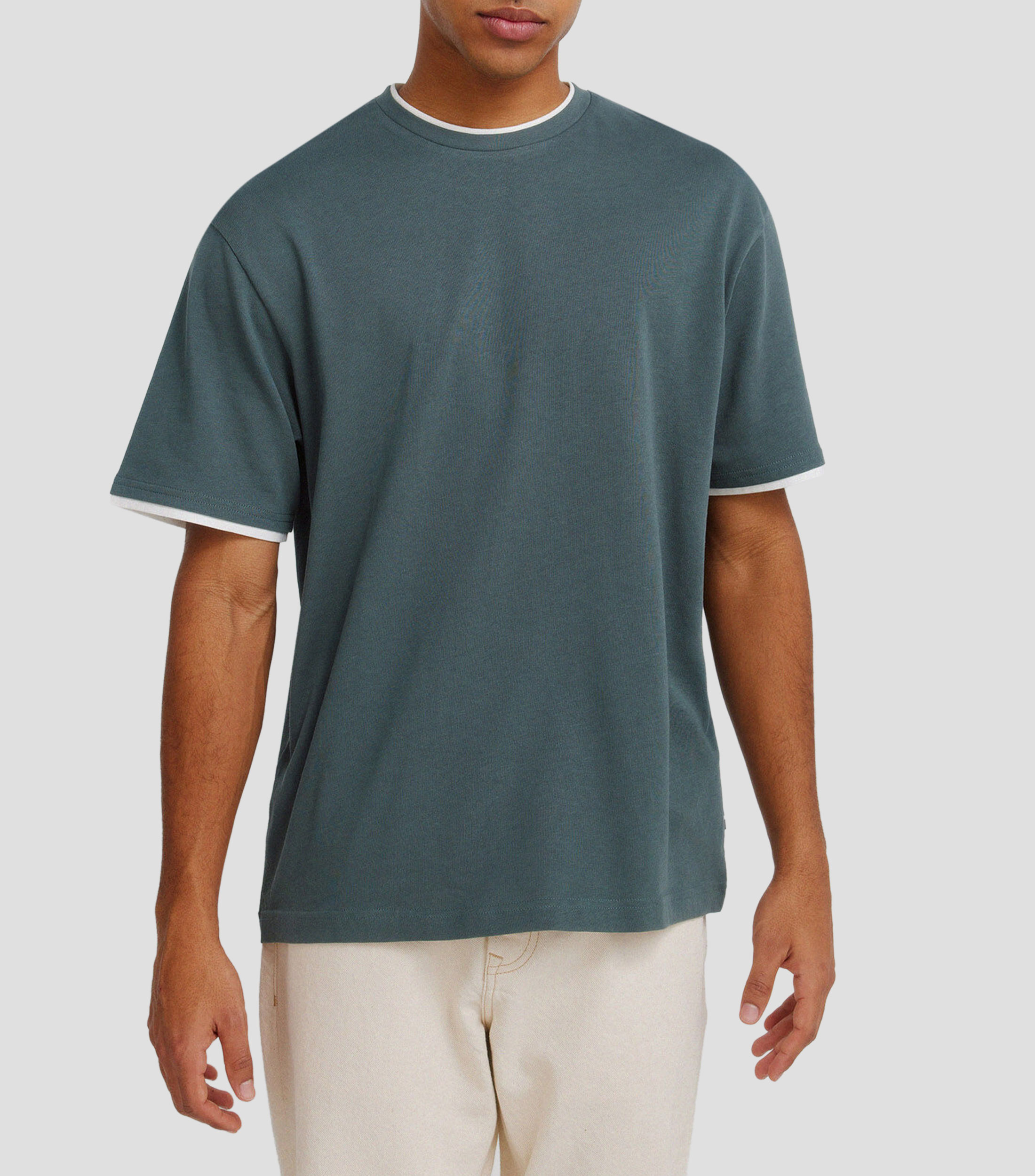 Playera cuello redondo manga corta sólida Hombre