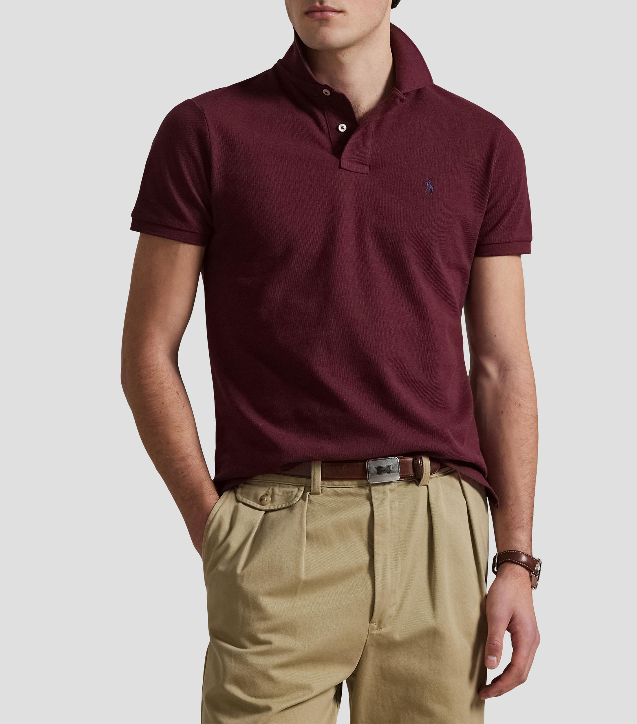Playera tipo polo manga corta lisa Hombre