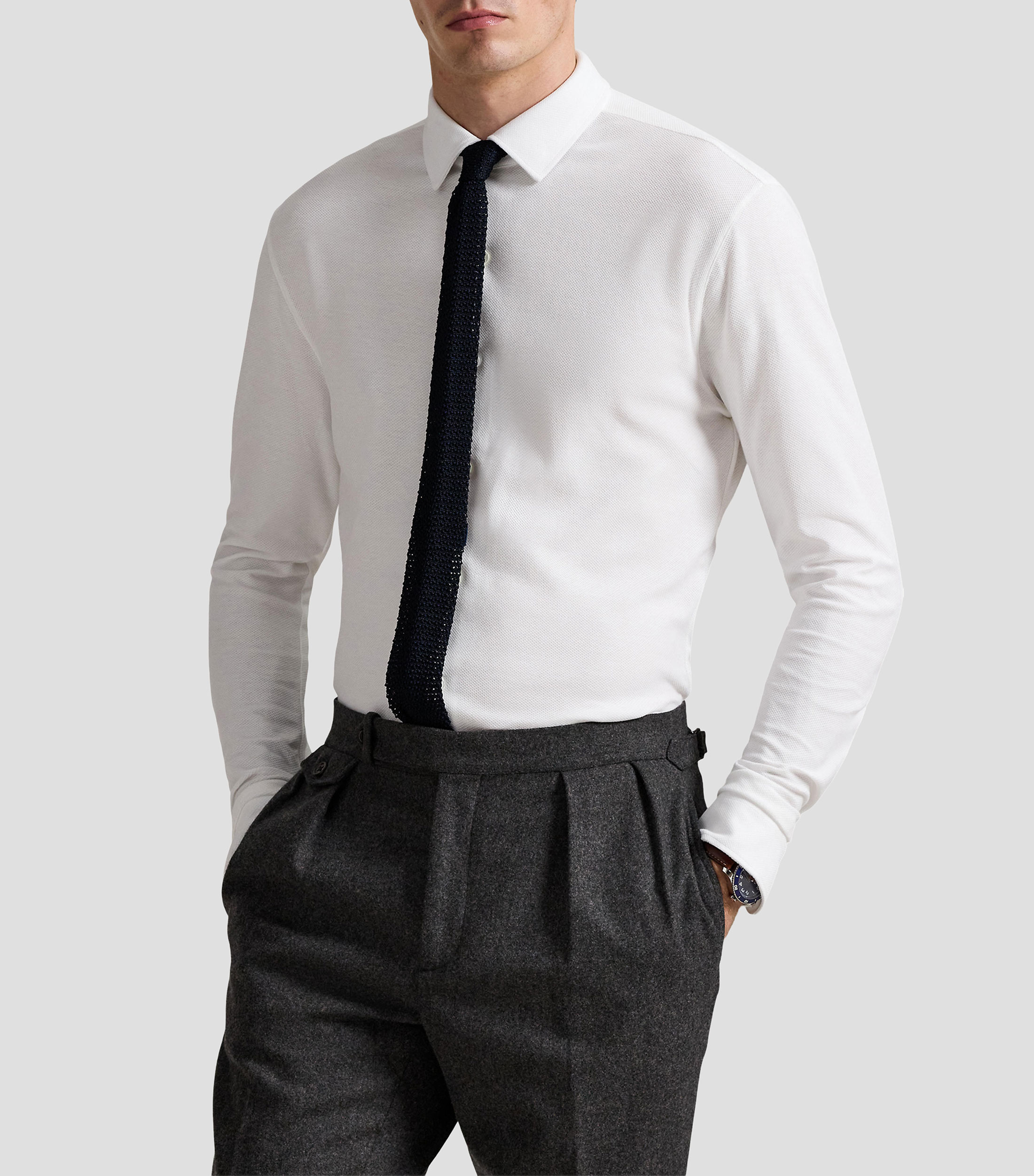 Camisa lisa manga larga Hombre