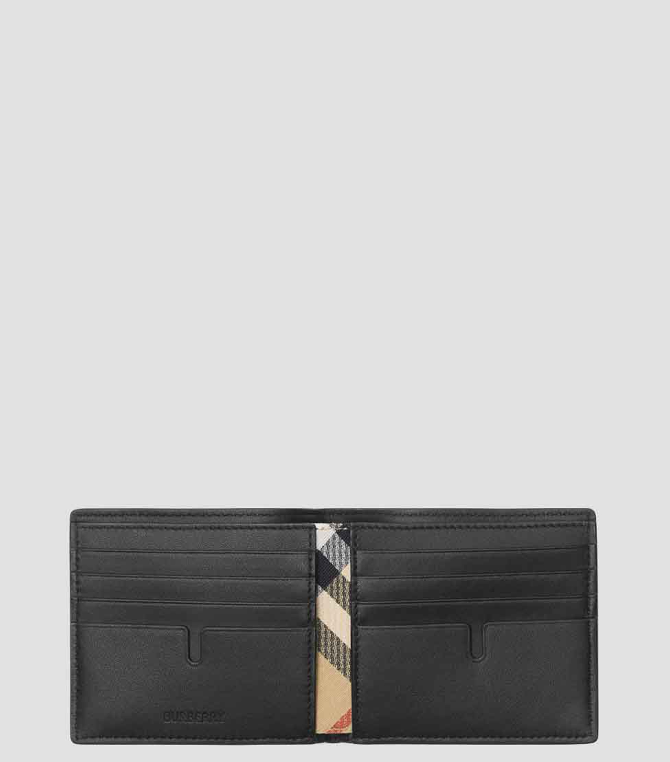 Cartera bifold en piel con textura granulada Hombre