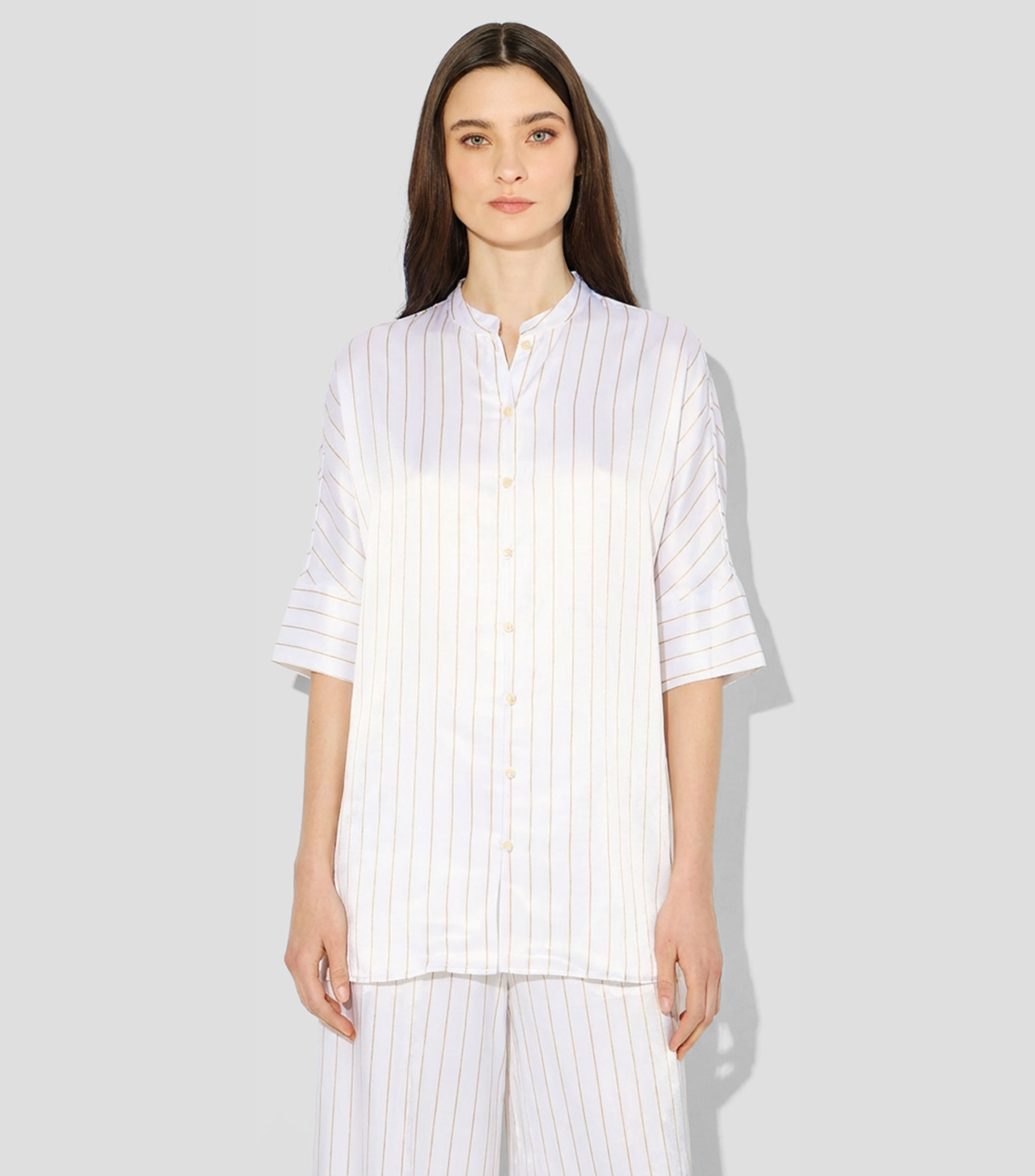Blusa a rayas diplomática manga 3/4 Mujer
