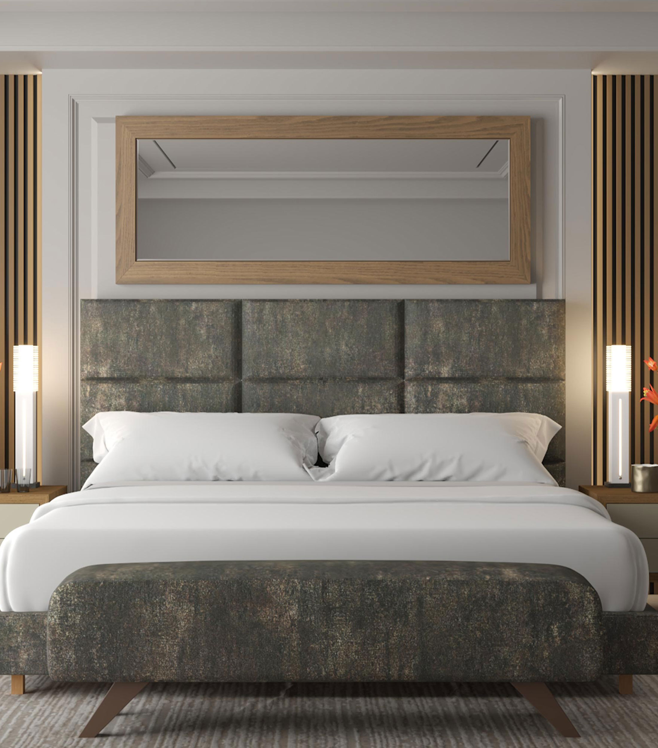 Cama King Size Media Oxide Suede Antracita en tela