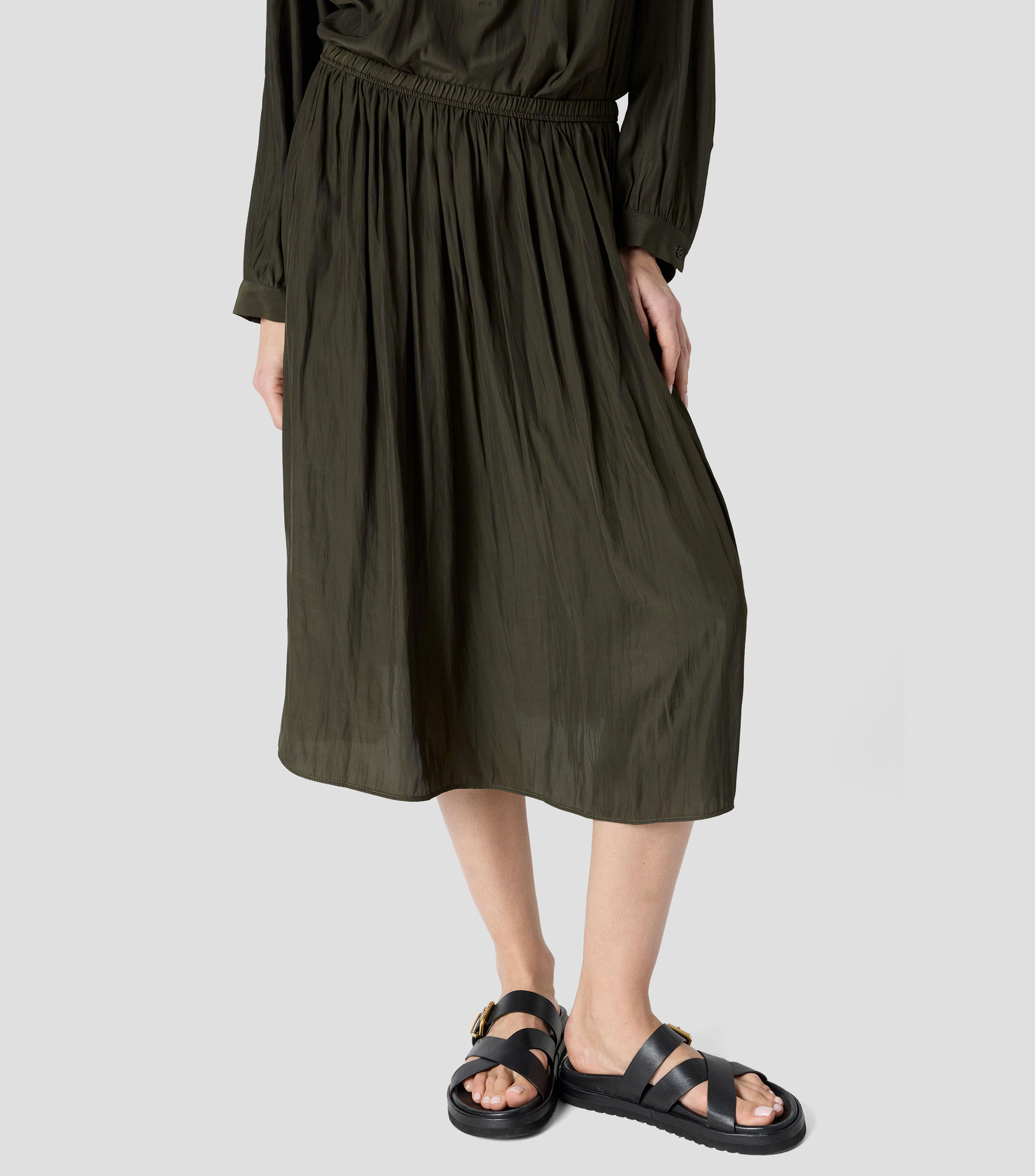 Falda Midi de corte amplio Liso Mujer