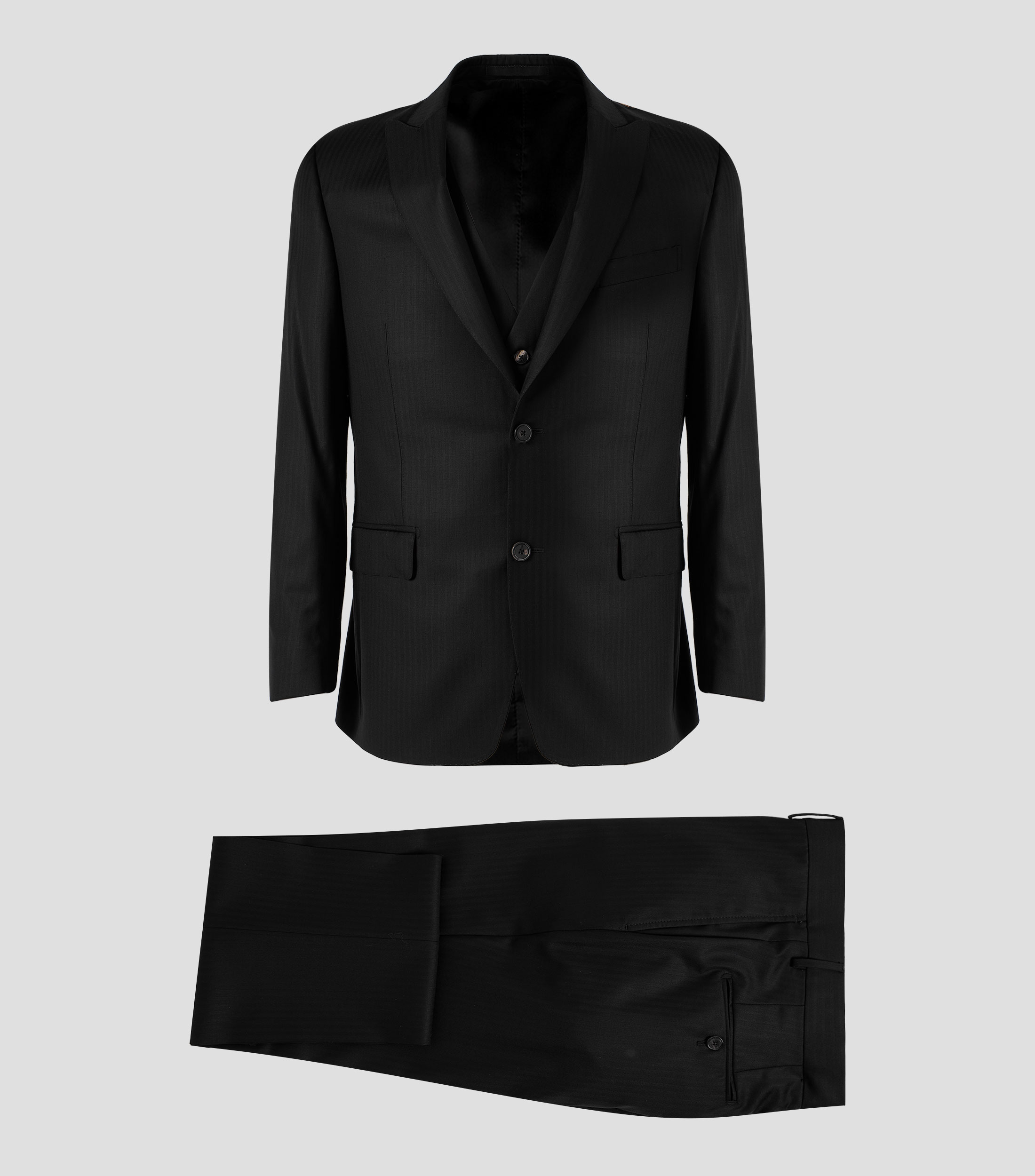 Traje 3 piezas de lana corte regular a rayas Hombre