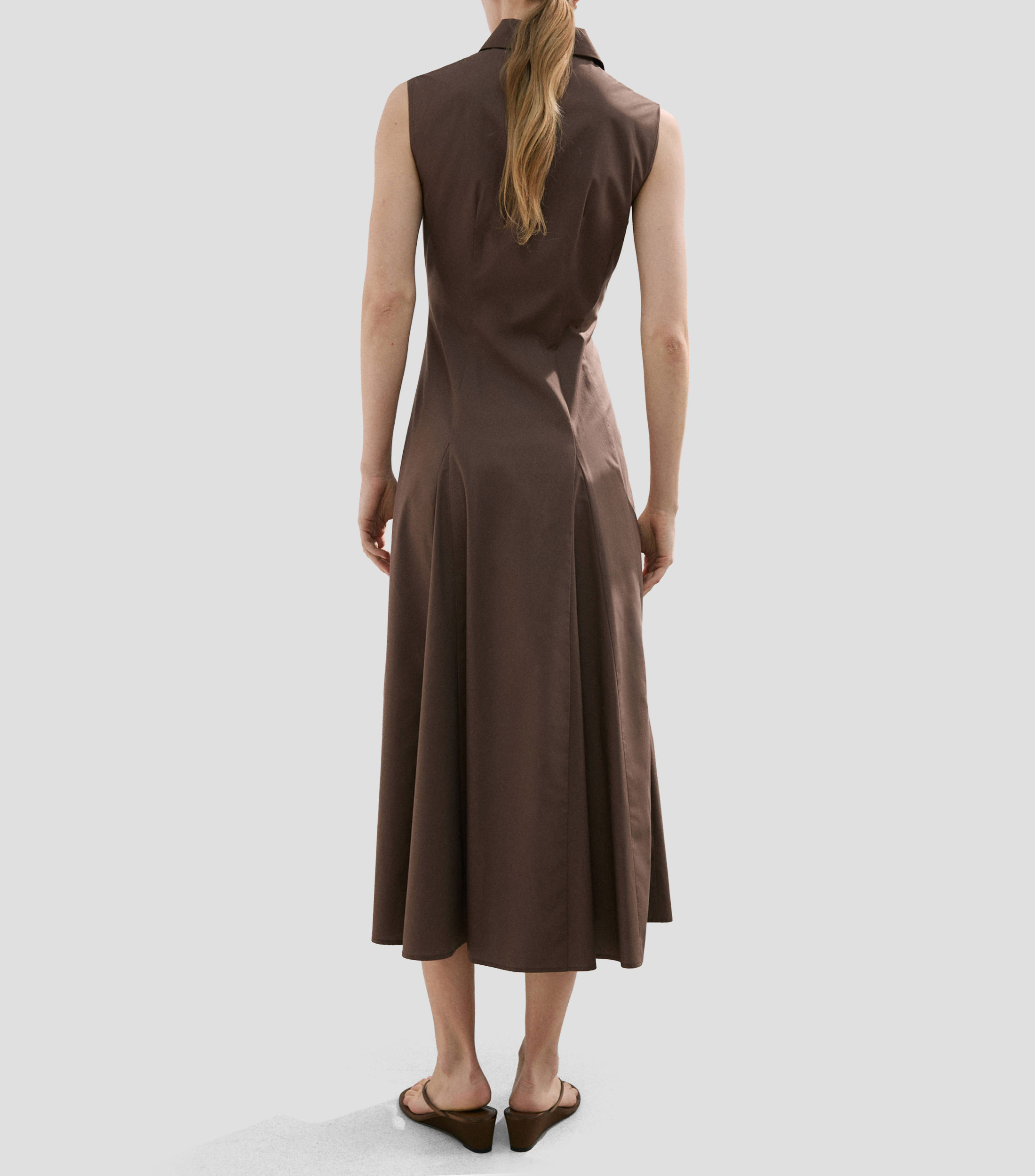 Vestido midi liso Mujer
