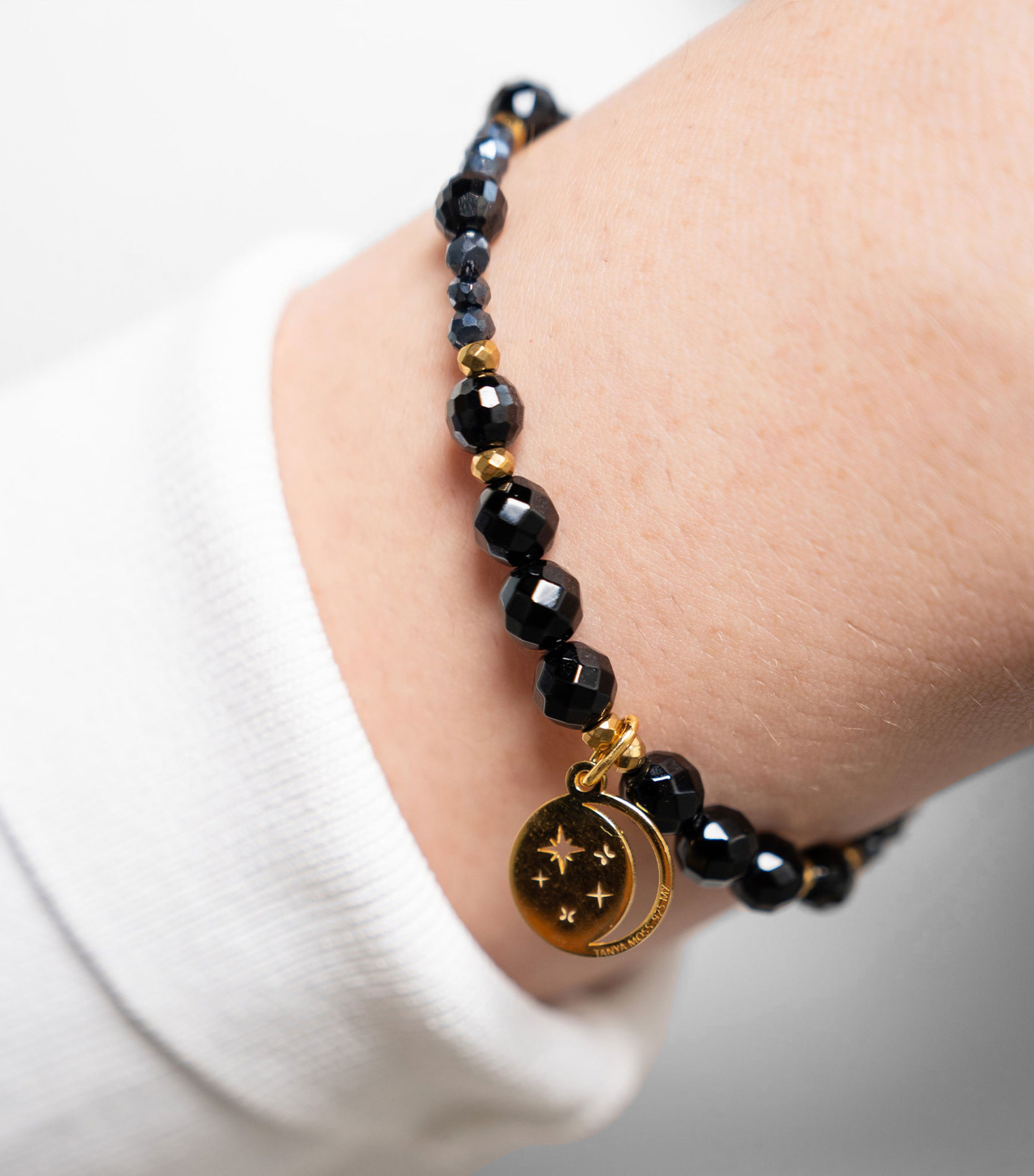 Pulsera en plata .925 Magia Luna Cosmos Ágata Negra Mujer
