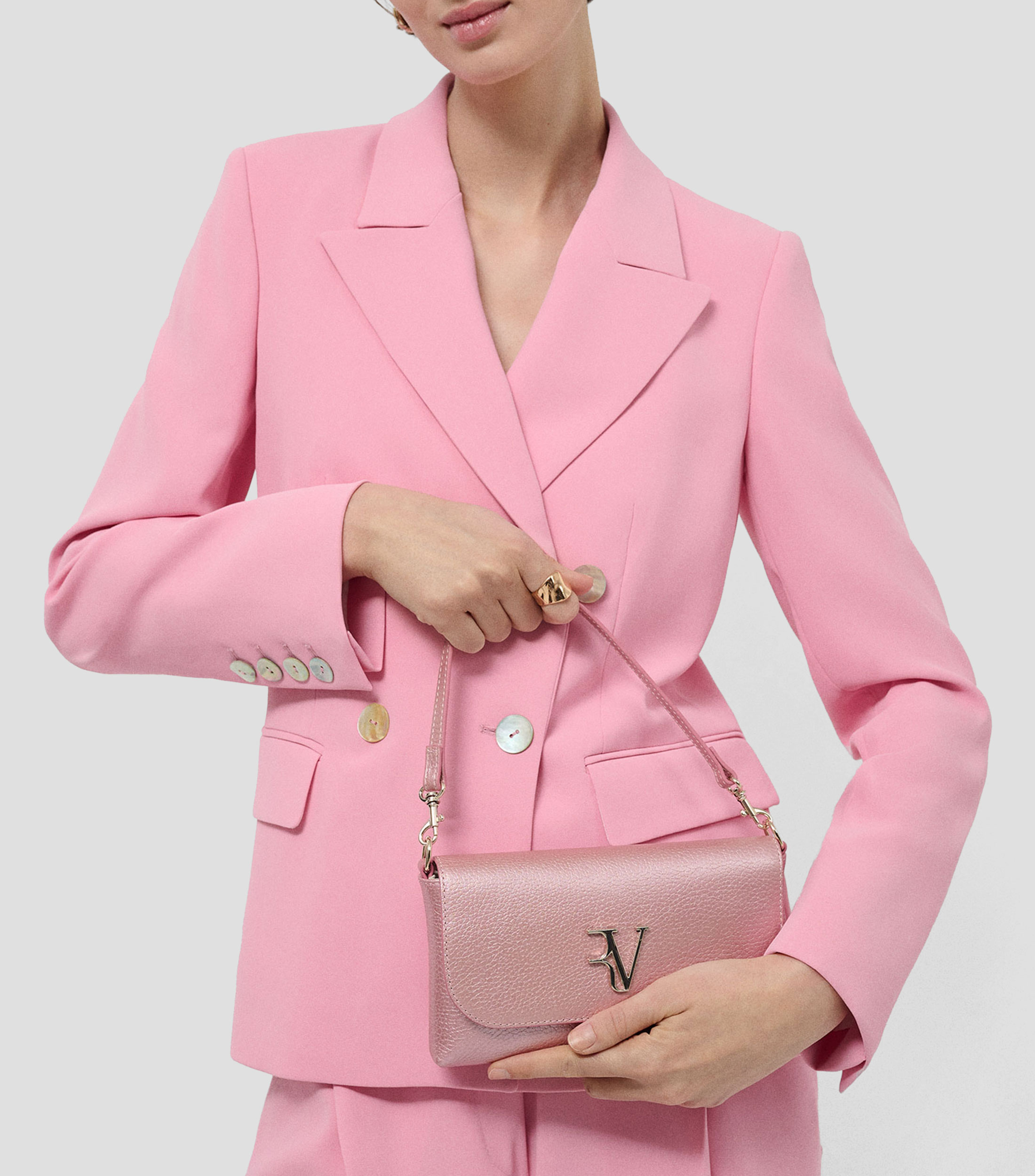 Bolsa clutch rosa en piel Rita Lisa Mujer