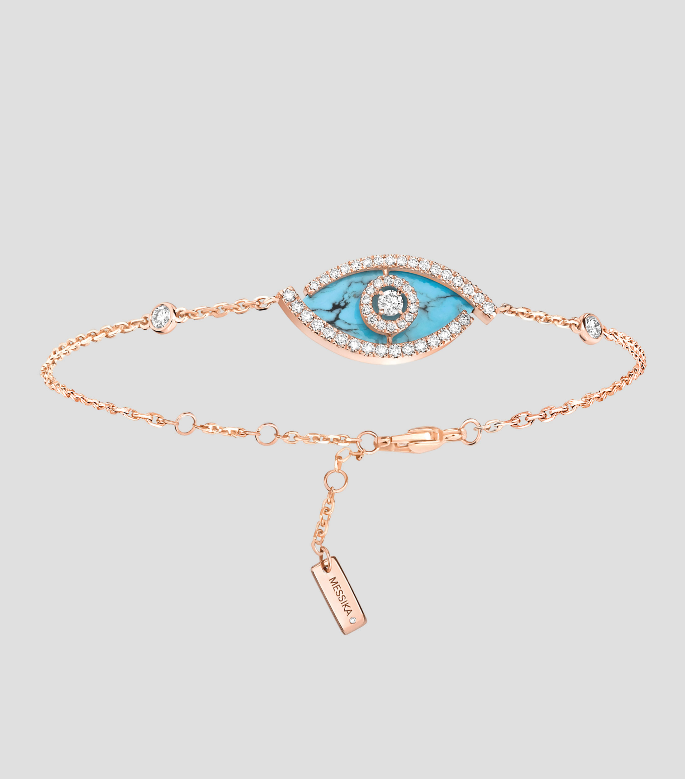 Pulsera Lucky Eye con turquesa en oro rosa de 18 Kilates Mujer