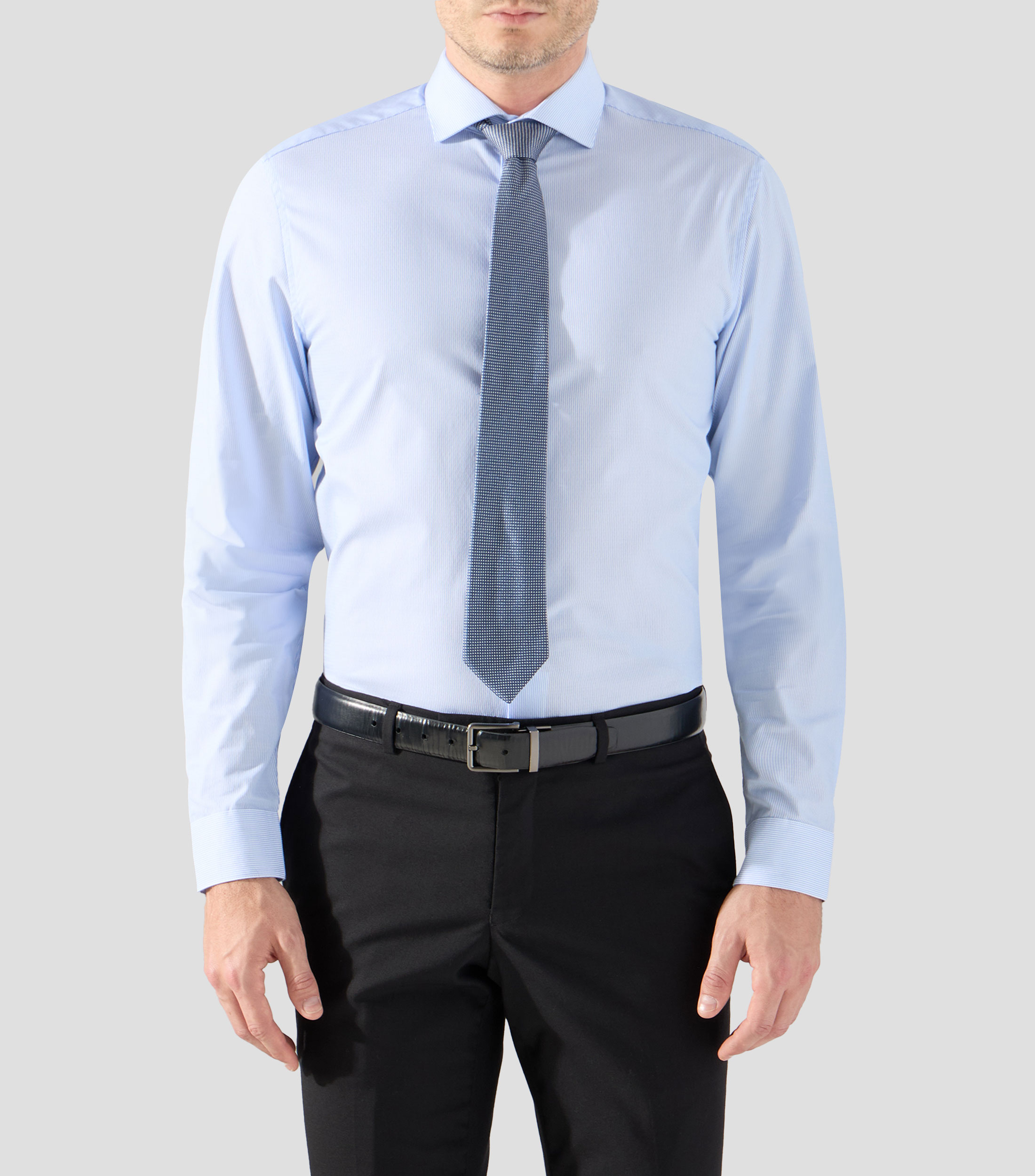 Camisa de vestir con rayas y manga larga Hombre