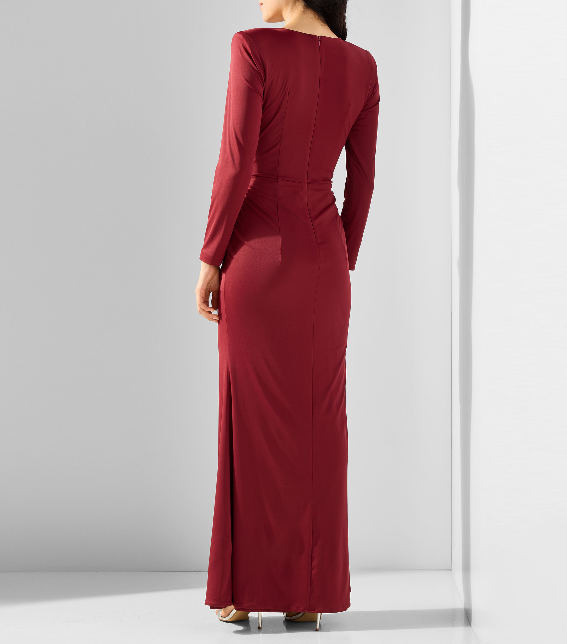 Vestido de fiesta largo manga larga liso Mujer