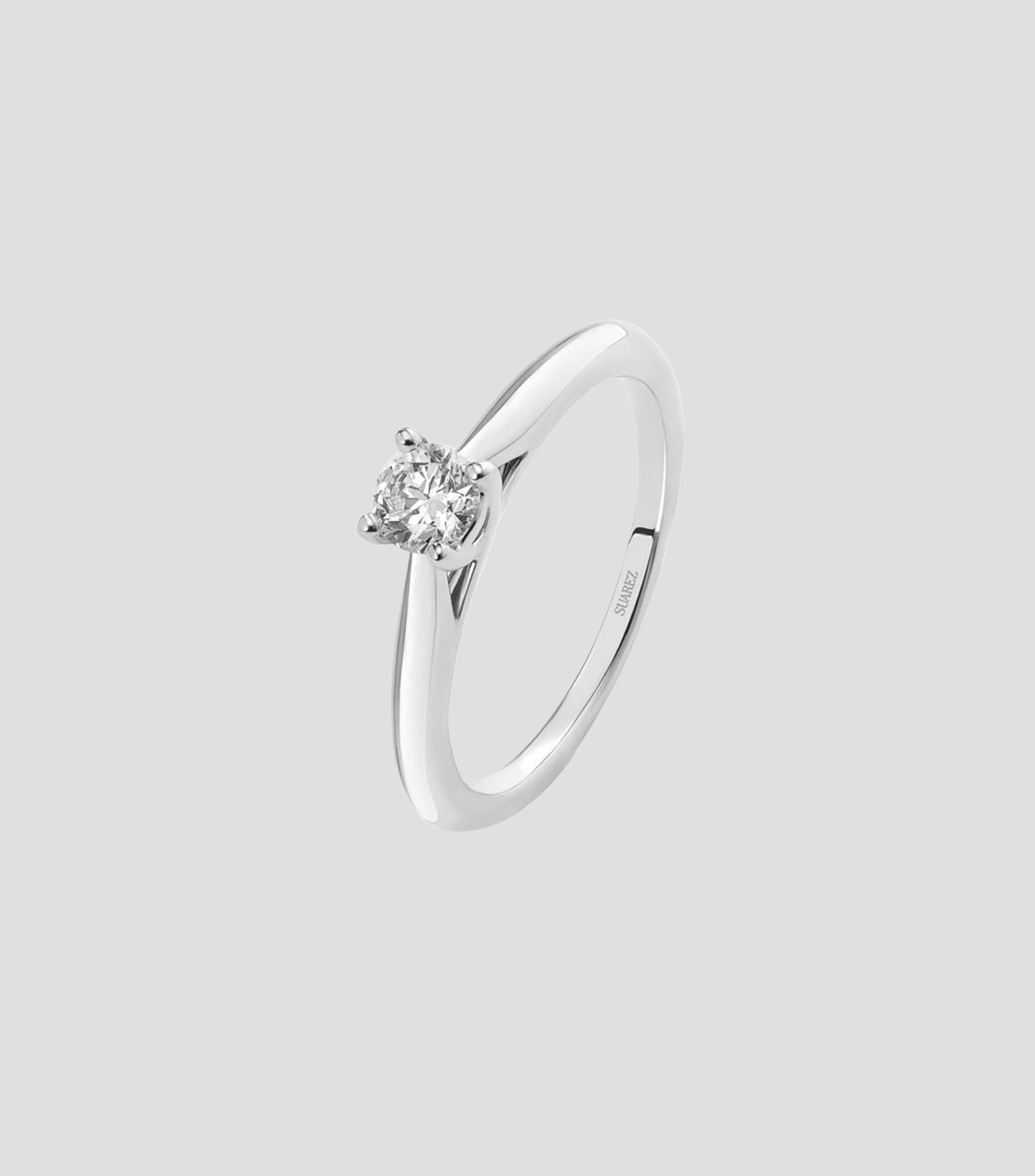 Anillo solitario en Oro blanco de 18 Kilates Compromiso con diamante Mujer