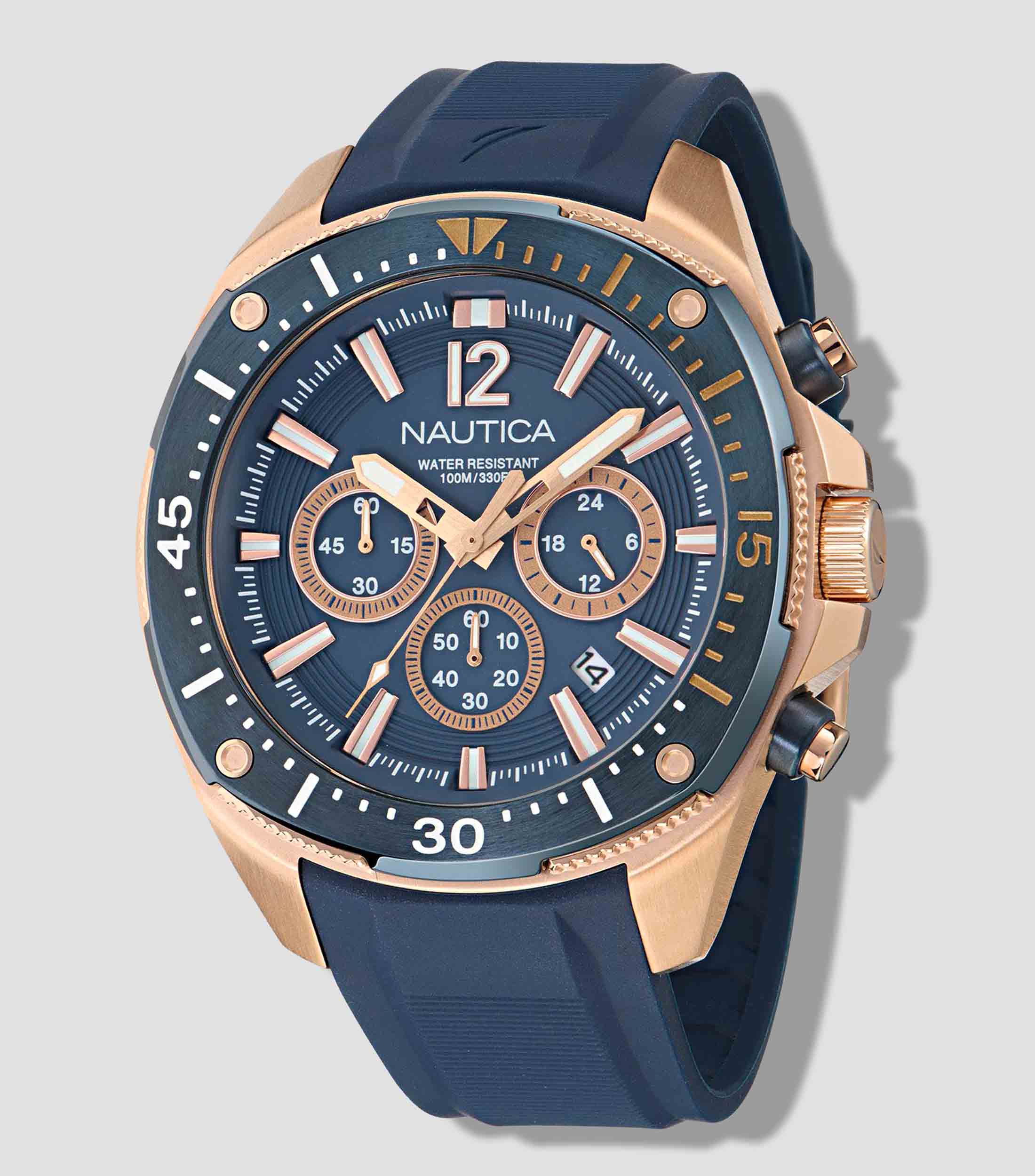 Reloj para Hombre, Moderno, Oro Rosa, Azul