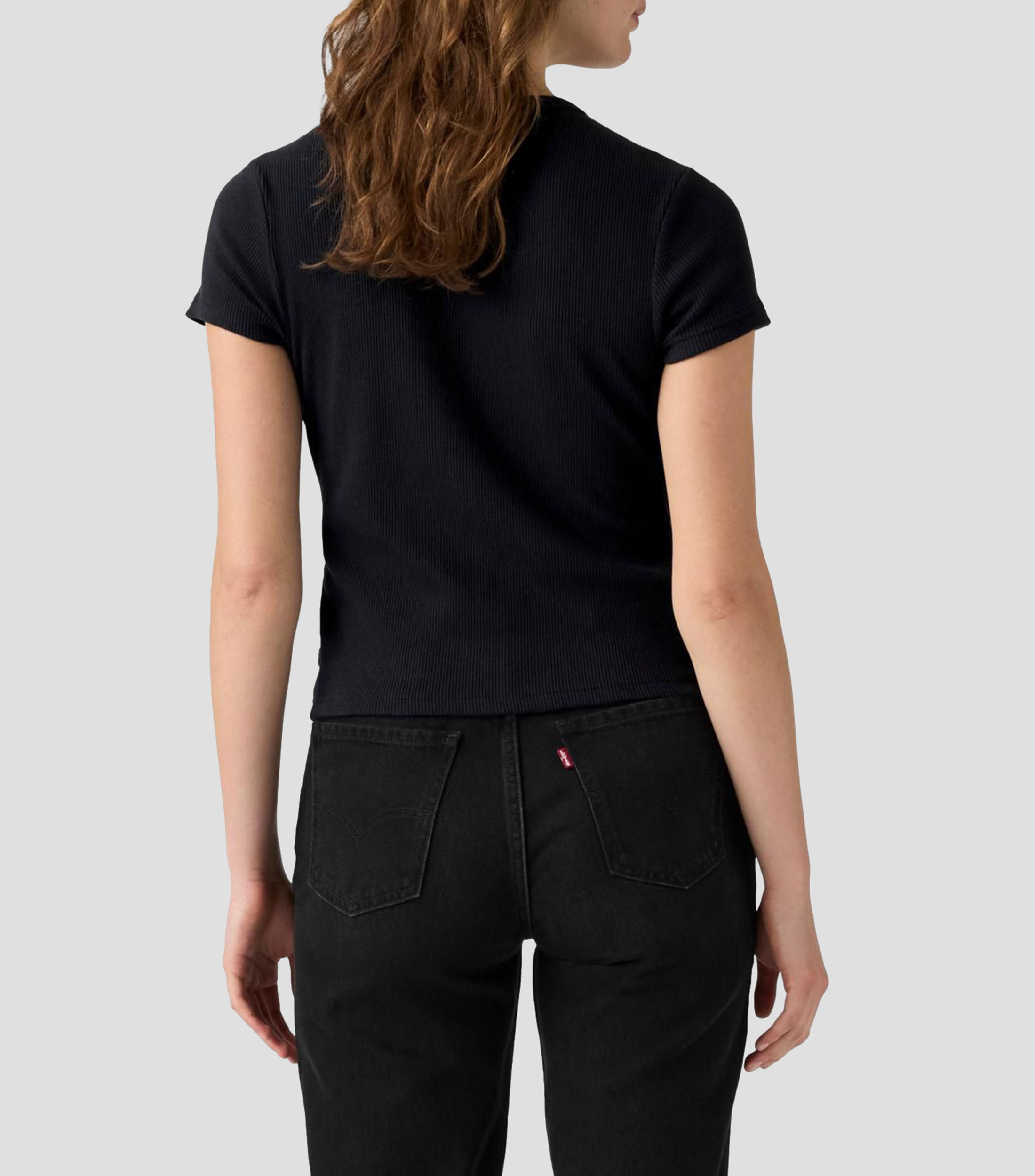 Playera cuello redondo manga corta sólida Mujer