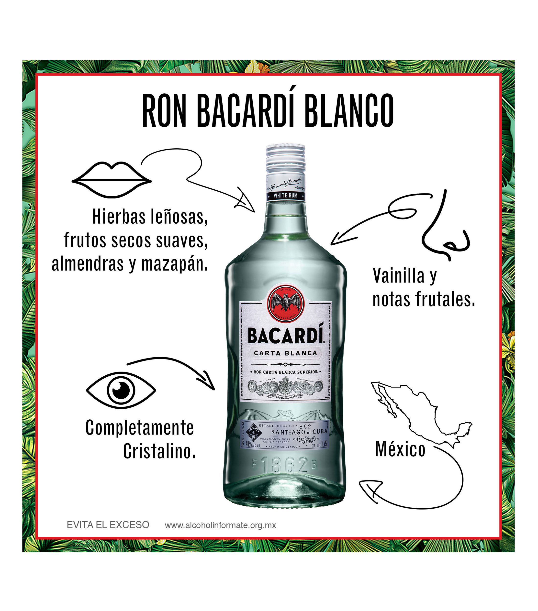 Ron Blanco Bacardí Carta Blanca, 1750 ml