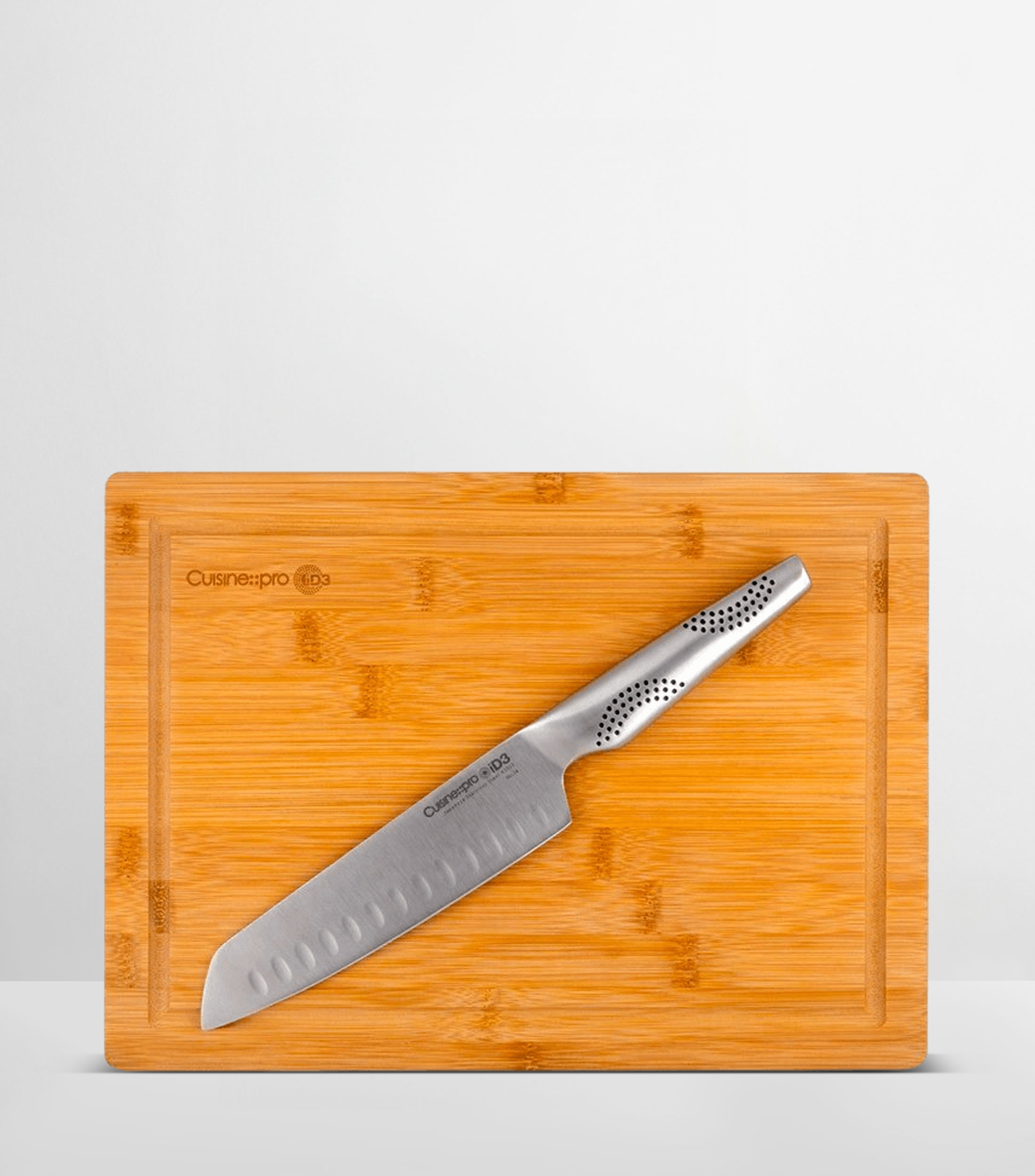 Set tabla para cortar y cuchillo ID3 en acero inoxidable