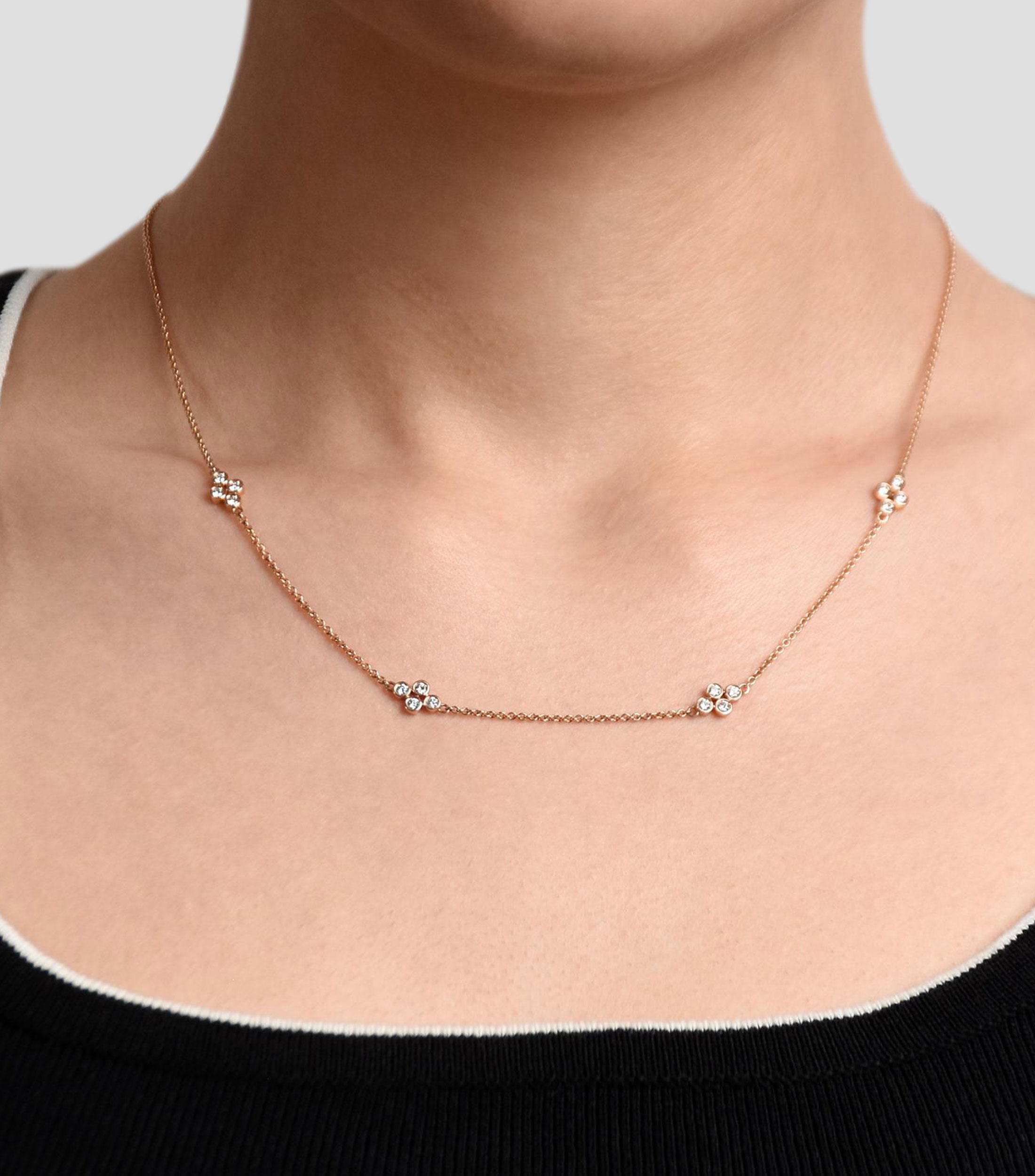 Gargantilla en oro rosa de 14 kilates con diamante Mujer