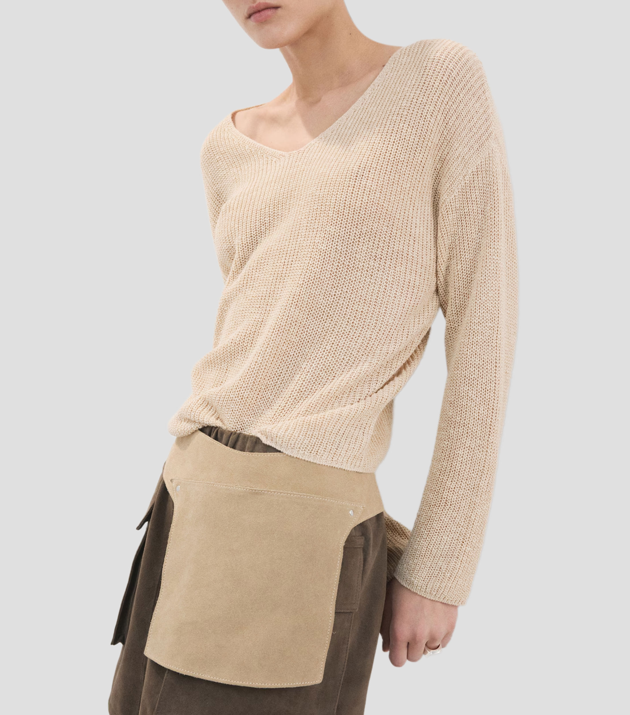 Suéter cuello en V Mujer