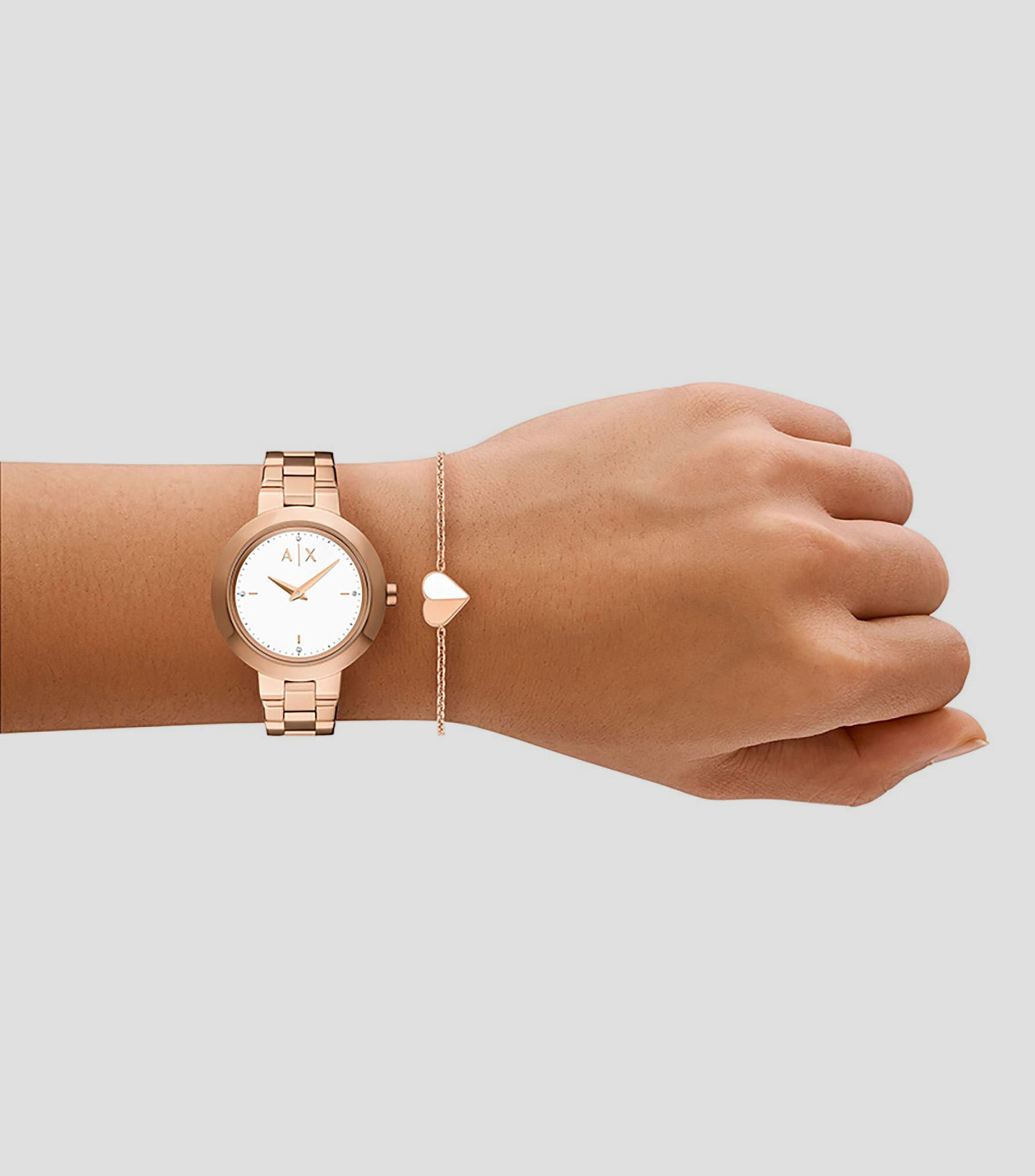 Set Reloj y Pulsera para Mujer Smart Color Oro Rosa