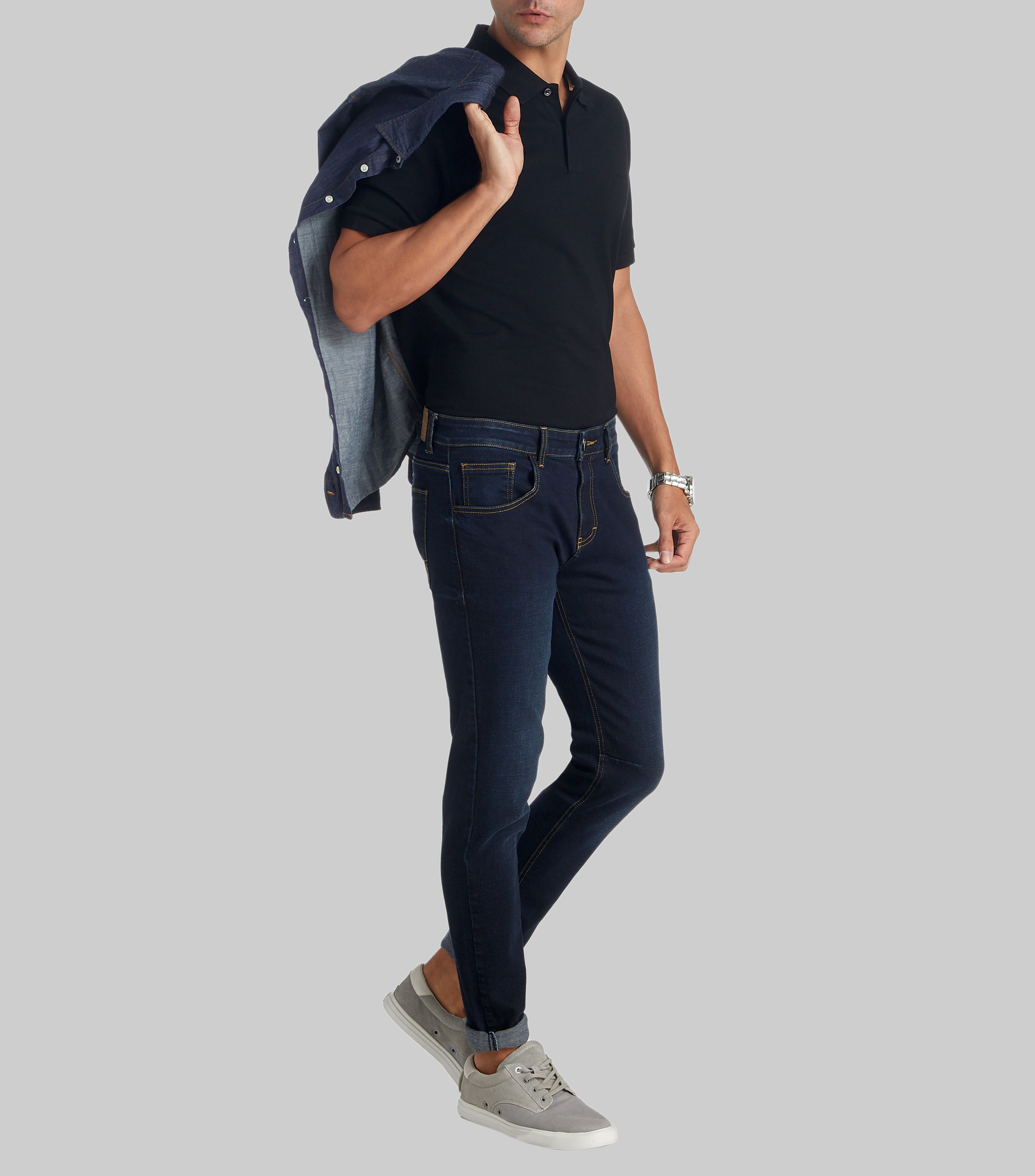 Playera Polo Boss negro con logo bordado Hombre