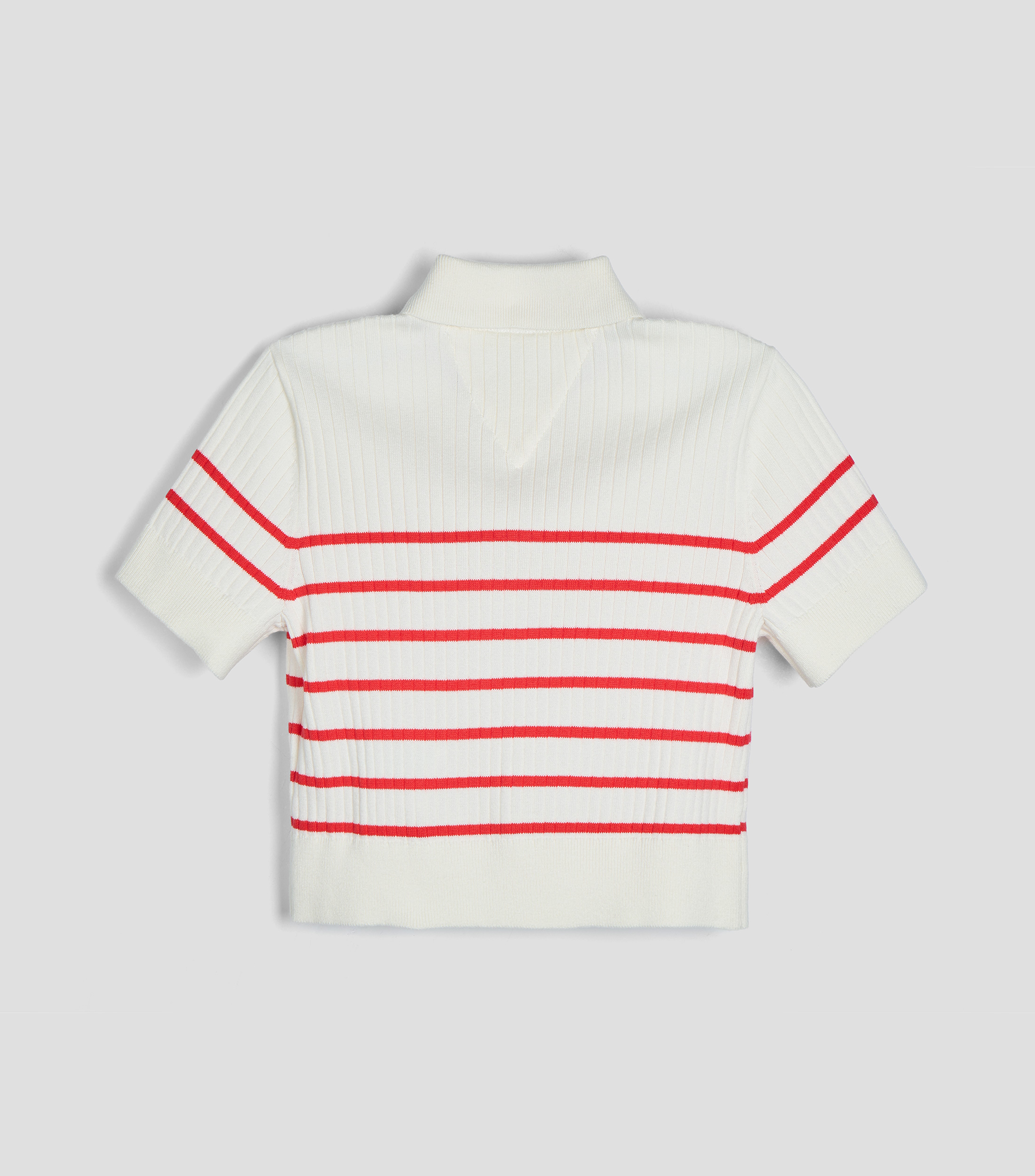 Playera cuello camisero manga corta a rayas Niña