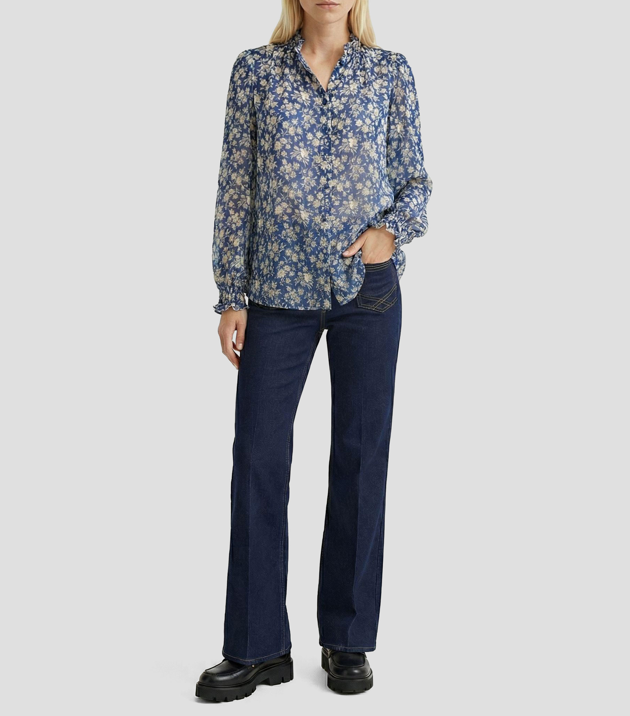 Blusa estampada manga larga Mujer