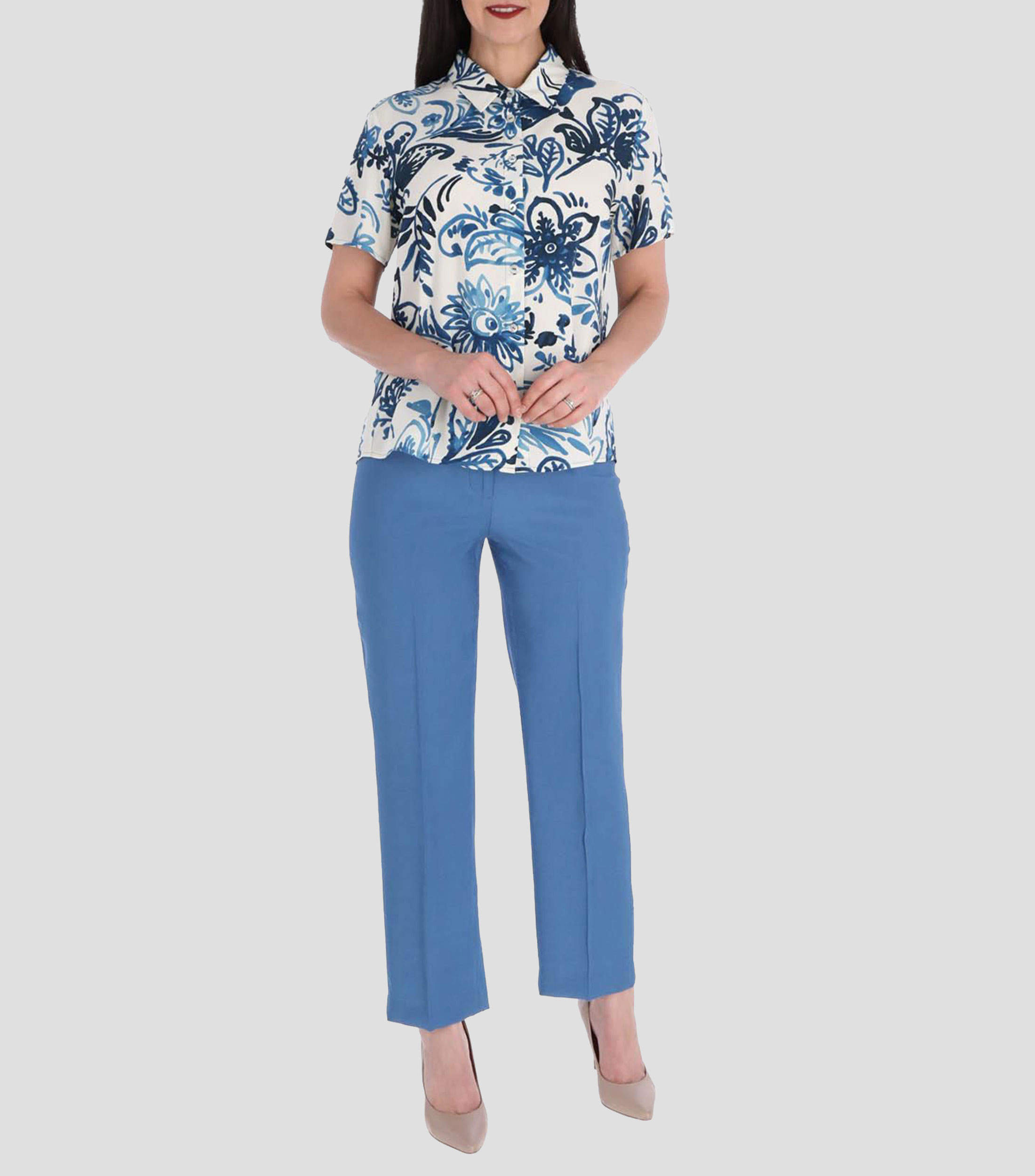 Blusa estampada con manga corta Petite Mujer
