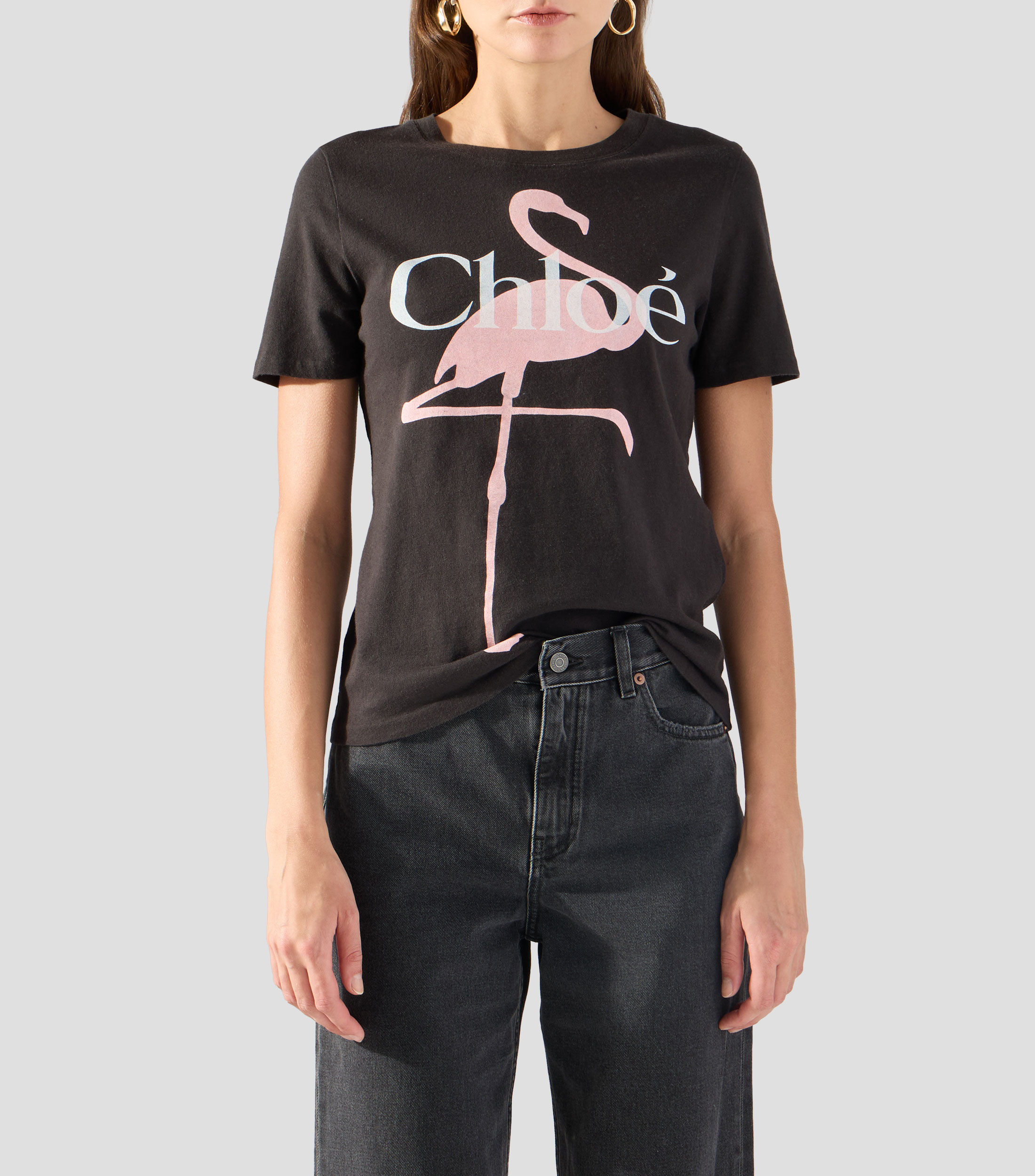 Playera cuello redondo manga corta estampada Mujer