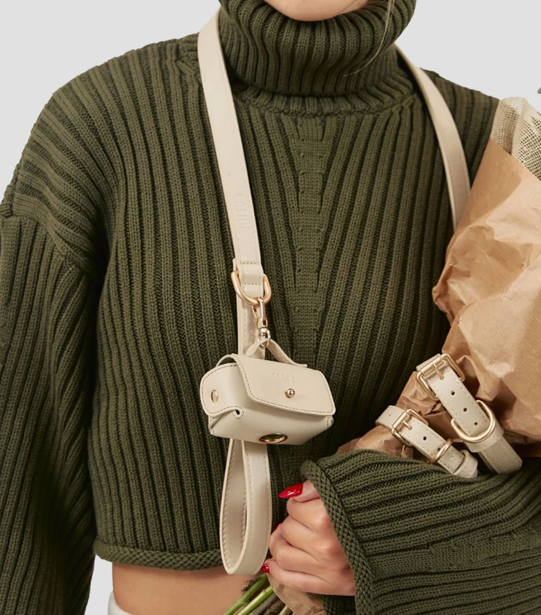 Portabolsas Cuero Vegano Beige